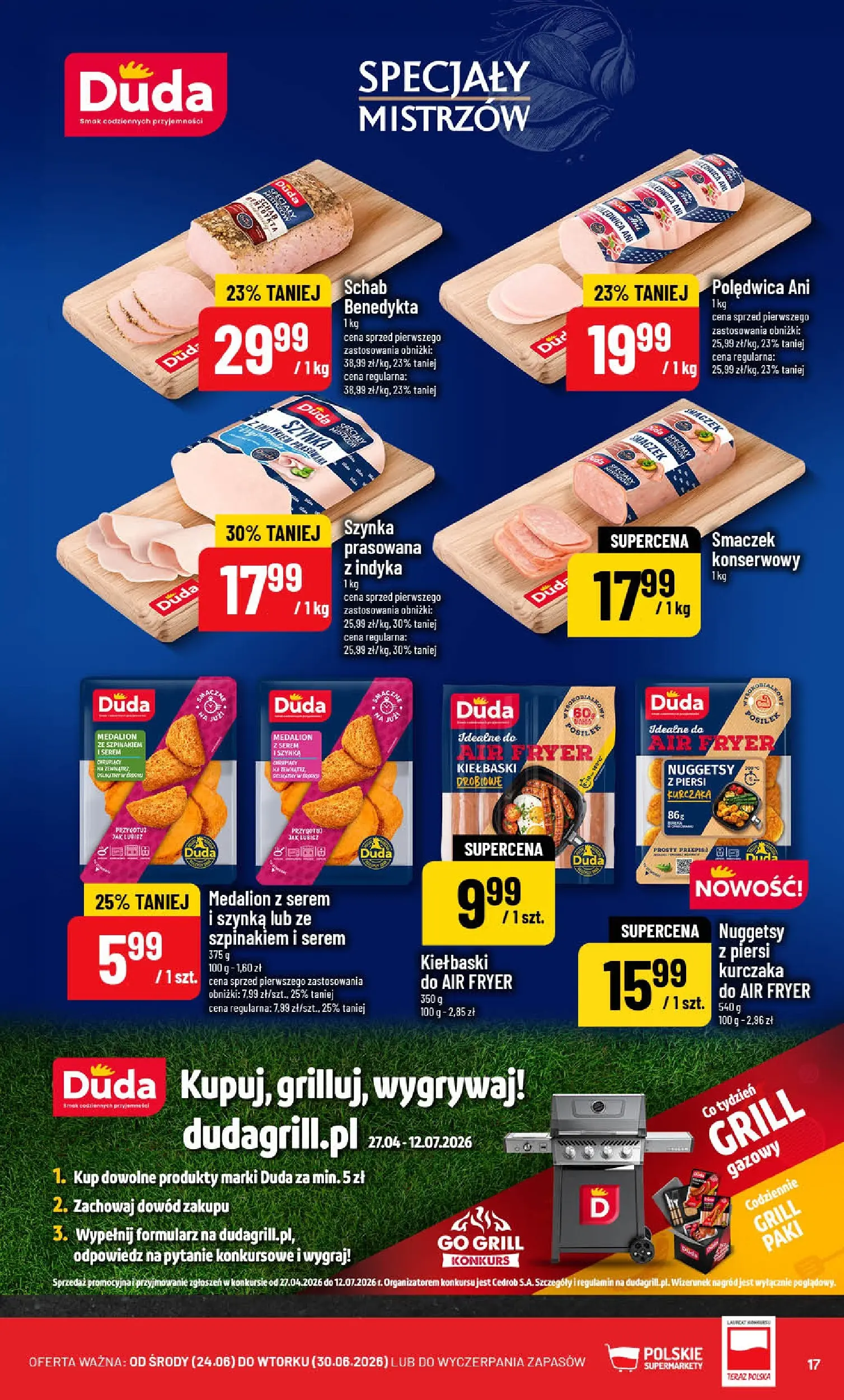 Nowa POLOmarket gazetka od jutra (24.06.2026) | Strona: 17 | Produkty: Schab, Grill, Kiełbaski, Szynka Nowa POLOmarket gazetka od jutra 24.06.2026 | Strona: 17 | Produkty: Schab, Grill, Kiełbaski, Szynka