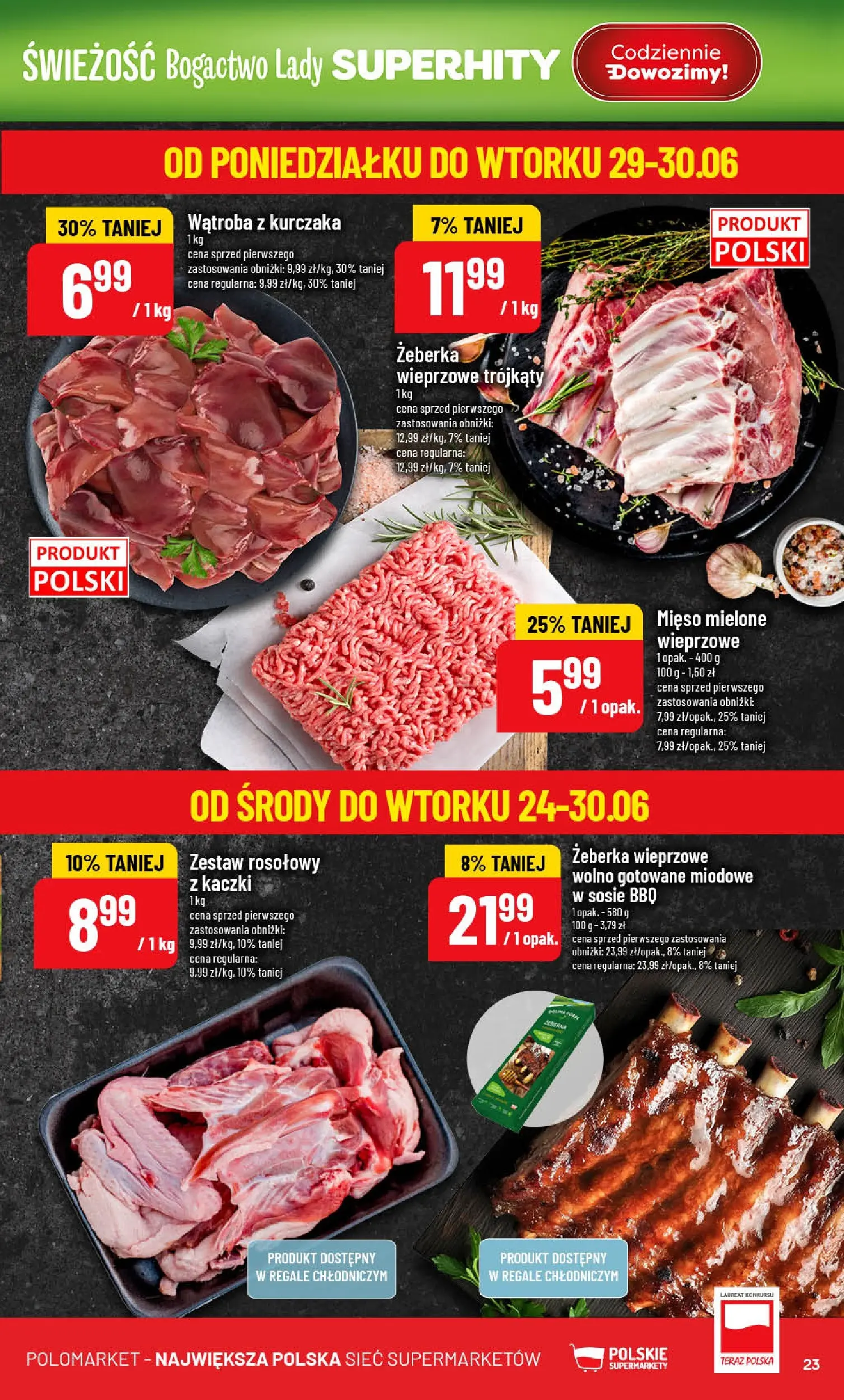Nowa POLOmarket gazetka od jutra (24.06.2026) | Strona: 23 | Produkty: Mięso, Wolno gotowane, Mięso mielone Nowa POLOmarket gazetka od jutra 24.06.2026 | Strona: 23 | Produkty: Mięso, Wolno gotowane, Mięso mielone