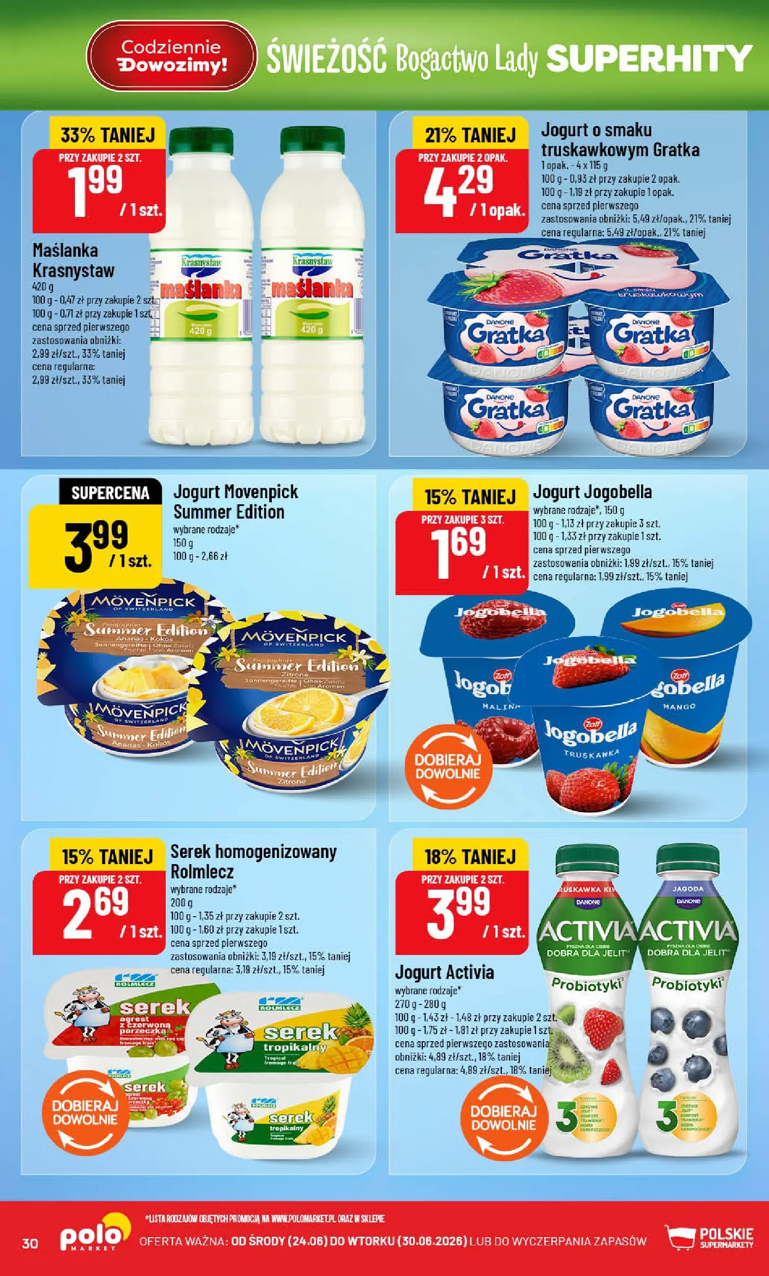 Nowa POLOmarket gazetka od jutra (24.06.2026) | Strona: 30 | Produkty: Mango, Serek, Porzeczka, Agrest Nowa POLOmarket gazetka od jutra 24.06.2026 | Strona: 30 | Produkty: Mango, Serek, Porzeczka, Agrest