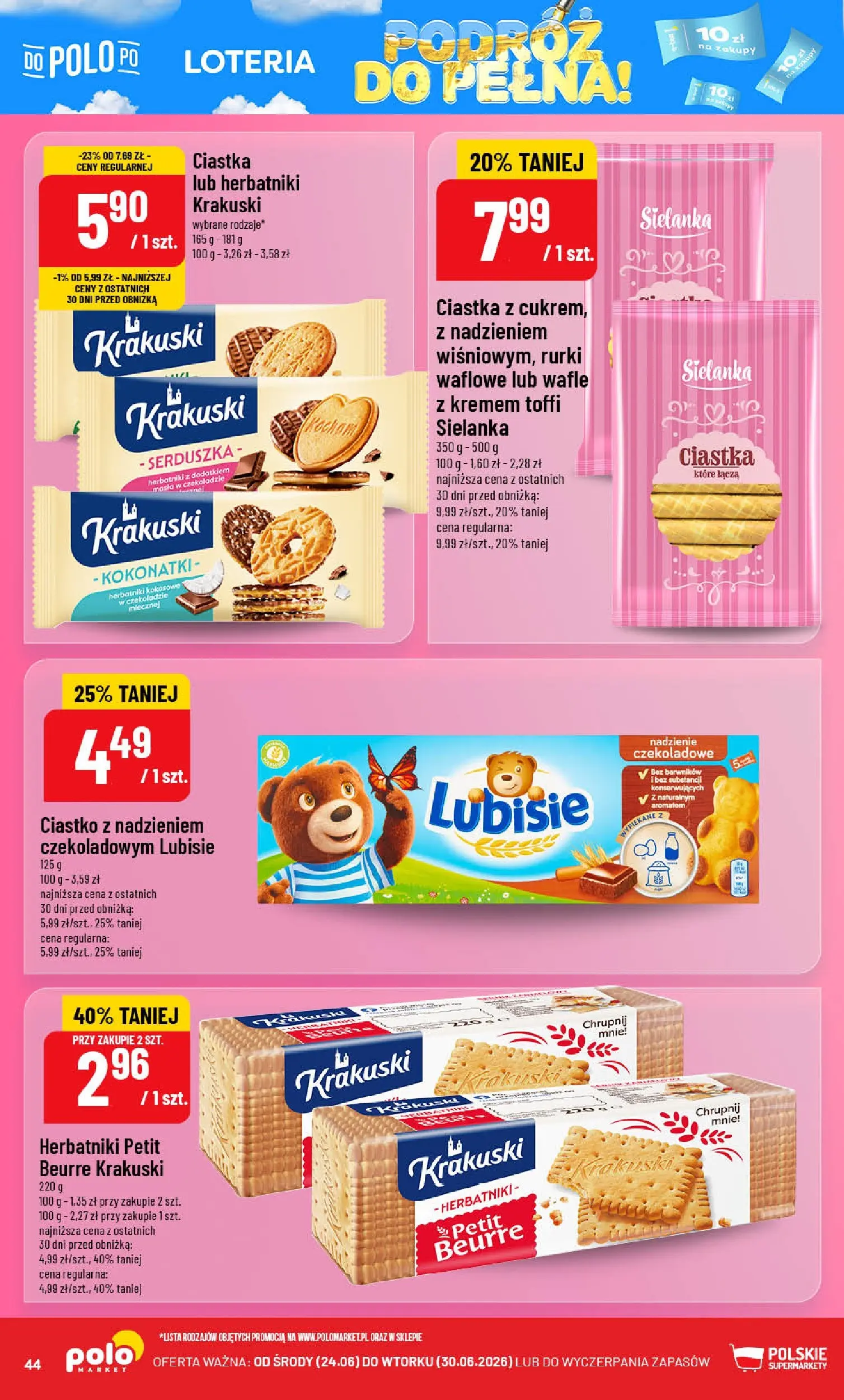Nowa POLOmarket gazetka od jutra (24.06.2026) | Strona: 44 | Produkty: Wafle, Herbatniki, Ciastka, Rurki waflowe Nowa POLOmarket gazetka od jutra 24.06.2026 | Strona: 44 | Produkty: Wafle, Herbatniki, Ciastka, Rurki waflowe