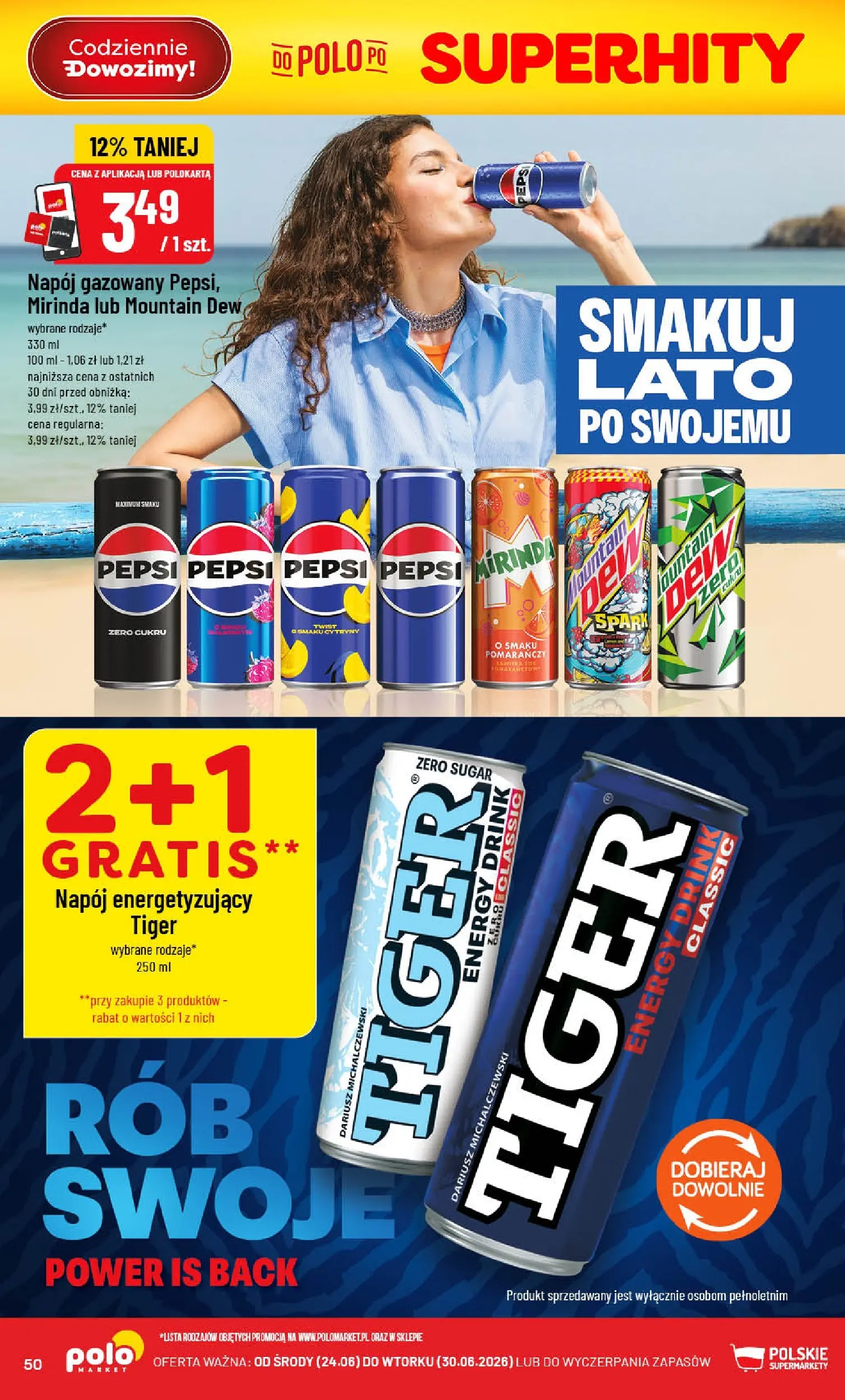 Nowa POLOmarket gazetka od jutra (24.06.2026) | Strona: 50 | Produkty: Pepsi Nowa POLOmarket gazetka od jutra 24.06.2026 | Strona: 50 | Produkty: Pepsi