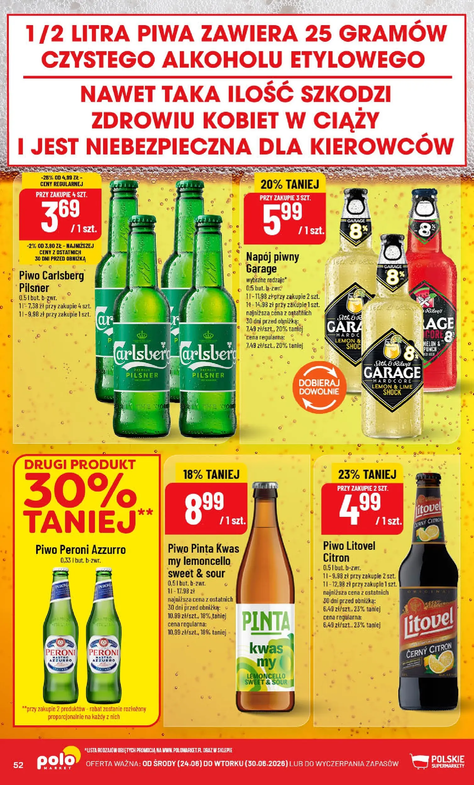Nowa POLOmarket gazetka od jutra (24.06.2026) | Strona: 52 | Produkty: Melon, Piwo Carlsberg, Piwo Nowa POLOmarket gazetka od jutra 24.06.2026 | Strona: 52 | Produkty: Melon, Piwo Carlsberg, Piwo