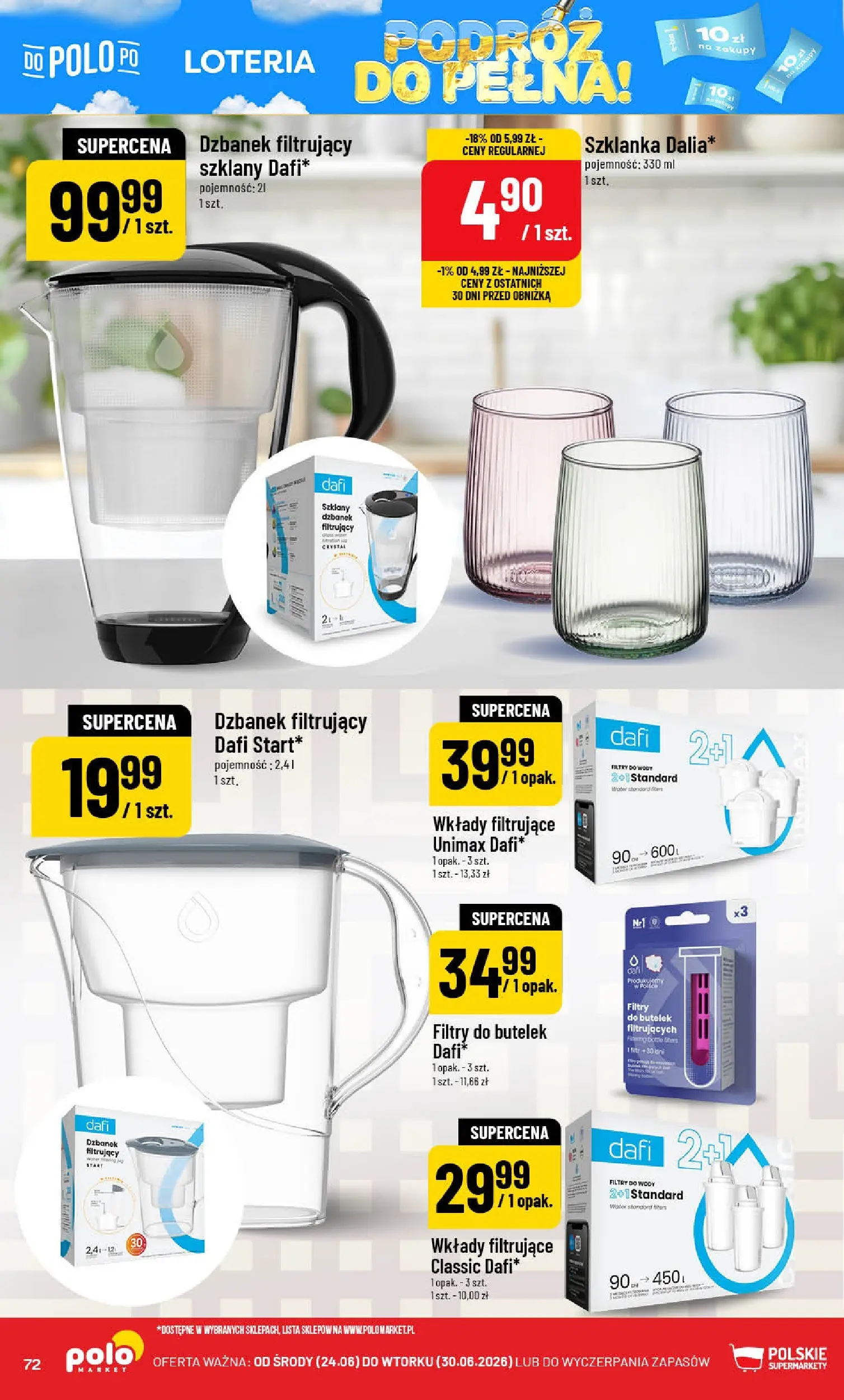 Nowa POLOmarket gazetka od jutra (24.06.2026) | Strona: 72 | Produkty: Szklanka, Dzbanek, Dzbanek filtrujący Nowa POLOmarket gazetka od jutra 24.06.2026 | Strona: 72 | Produkty: Szklanka, Dzbanek, Dzbanek filtrujący