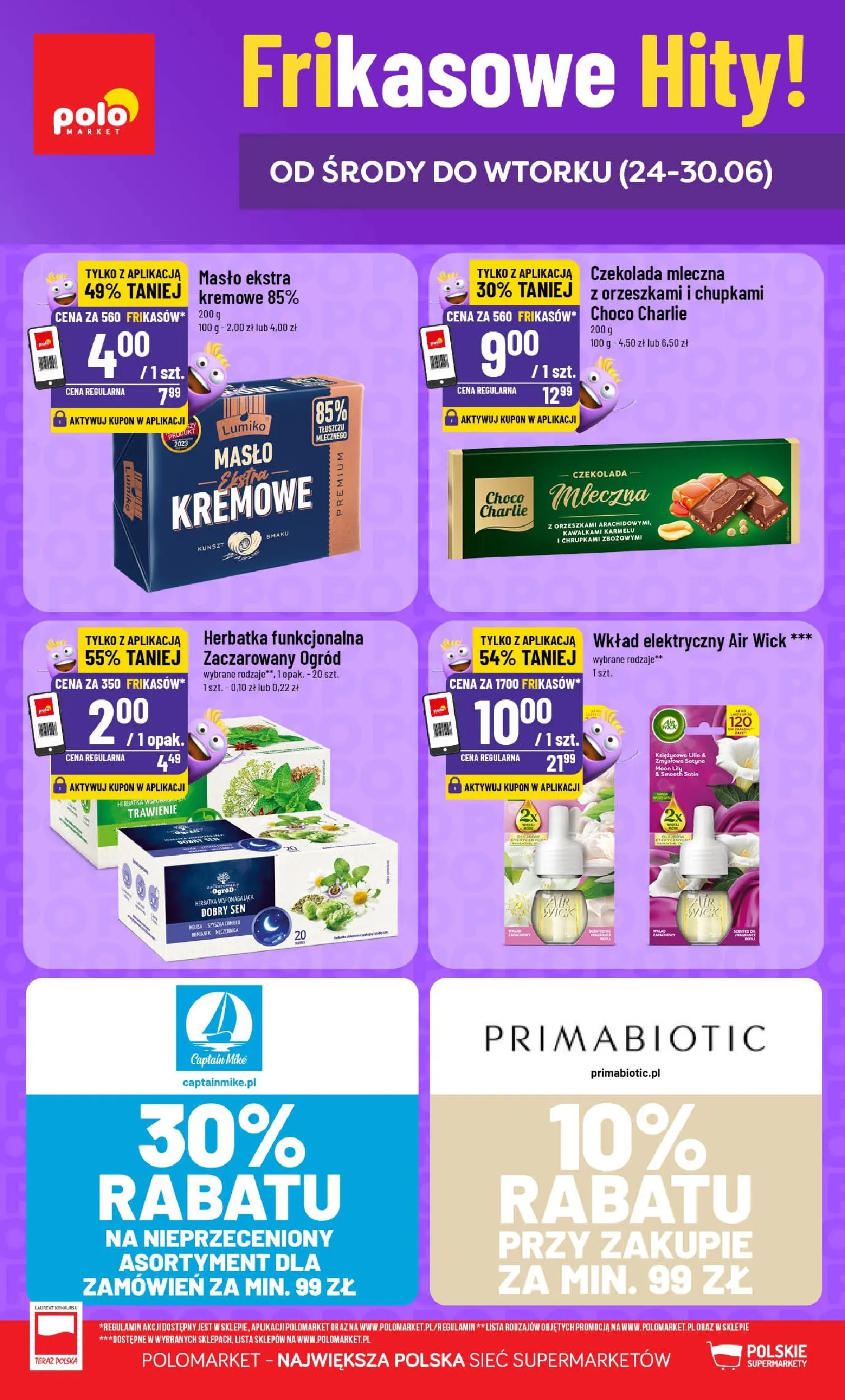 Nowa POLOmarket gazetka od jutra 24.06.2026 | Strona: 1 | Produkty: Czekolada mleczna, Masło, Czekolada