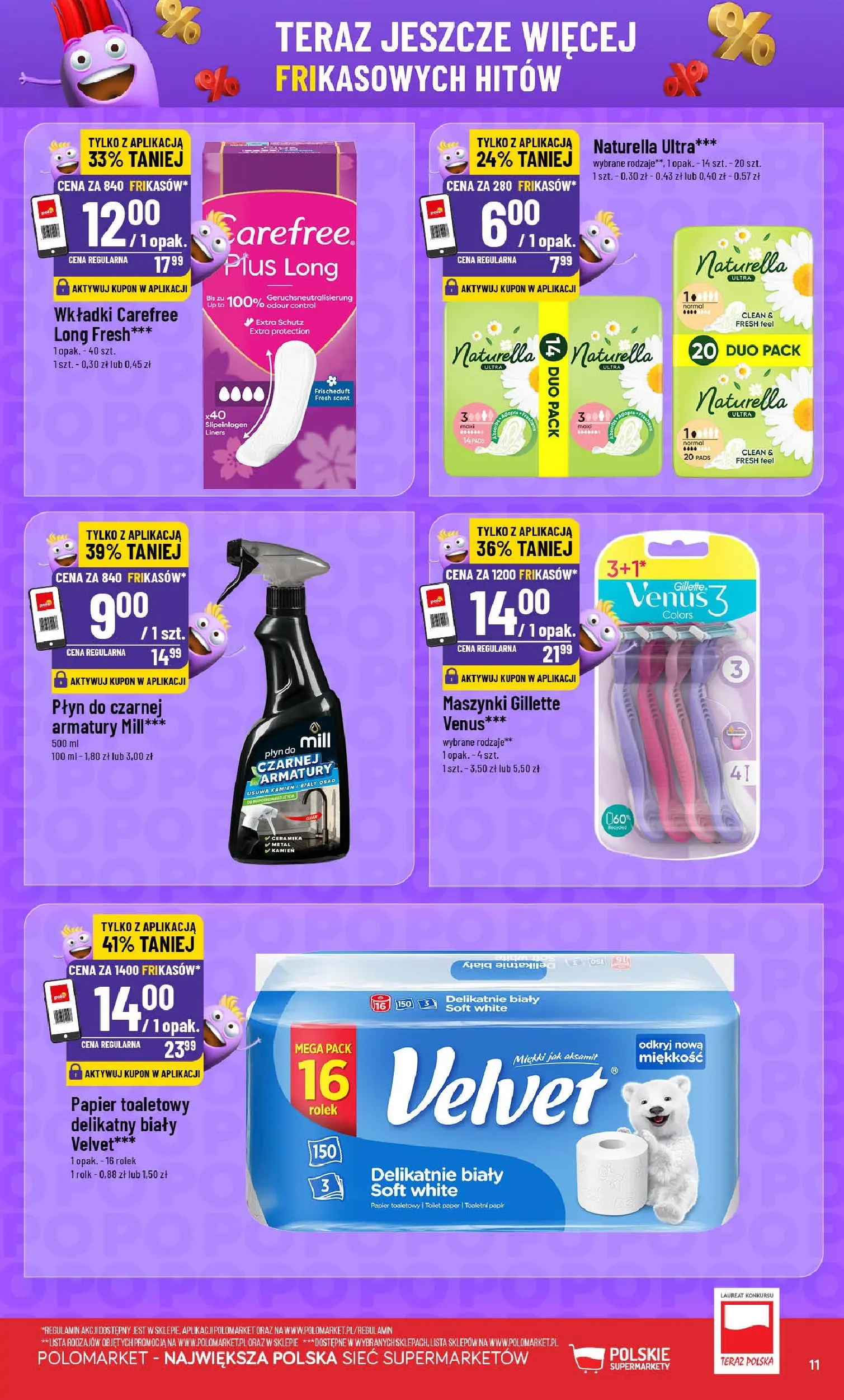 Nowa POLOmarket gazetka od jutra 24.06.2026 | Strona: 11 | Produkty: Gillette, Papier toaletowy