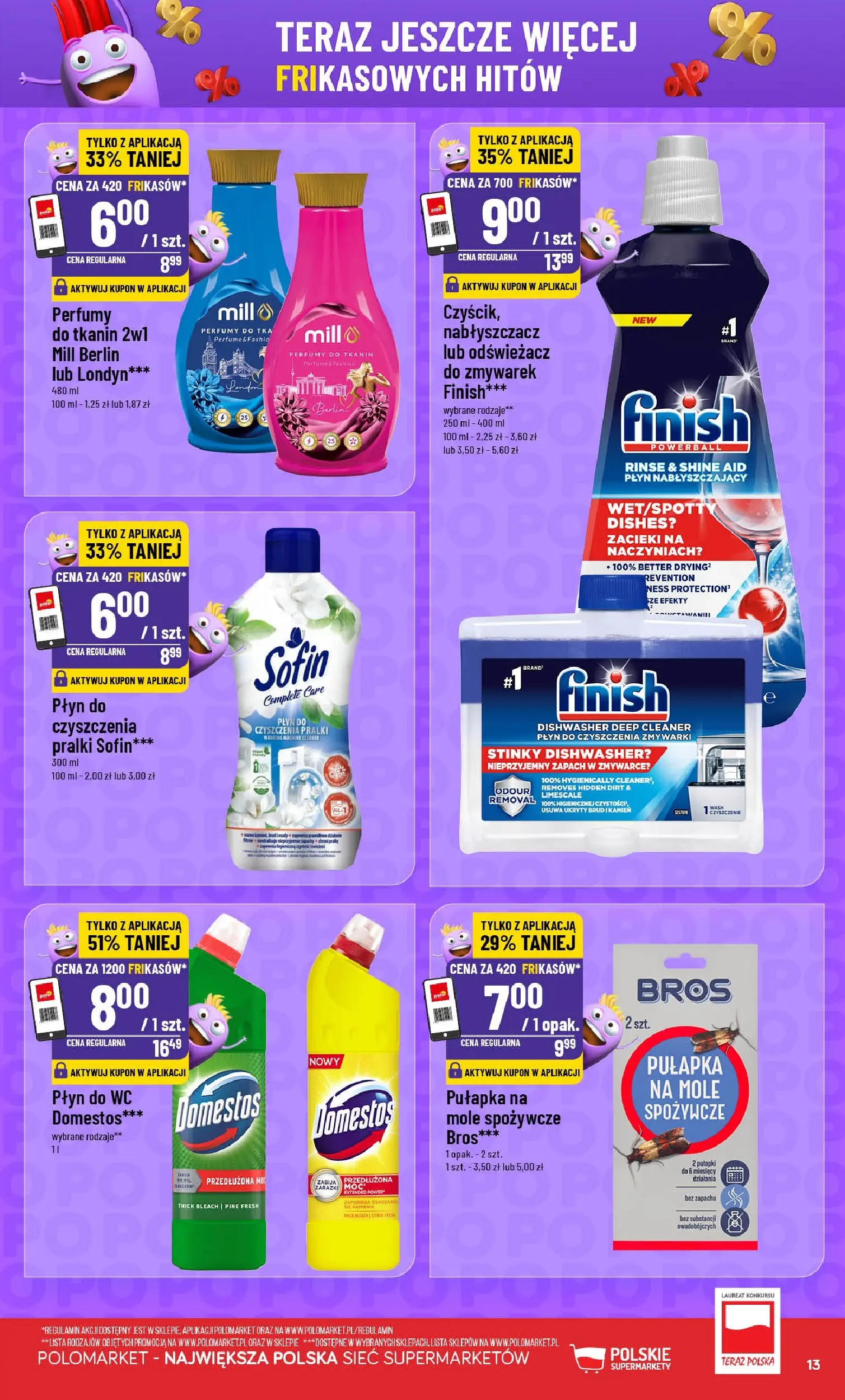 Nowa POLOmarket gazetka od jutra 24.06.2026 | Strona: 13 | Produkty: Płyn do czyszczenia pralki, Perfumy, Zapach, Finish