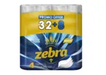 Kaufland хипермаркет ZEBRA Тоалетна хартия четирипластова, 32+8бр. - до 28-06-26