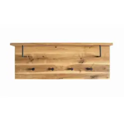 Garderobenpaneel Eiche Massiv Hutablage 4 Haken B: 80 cm