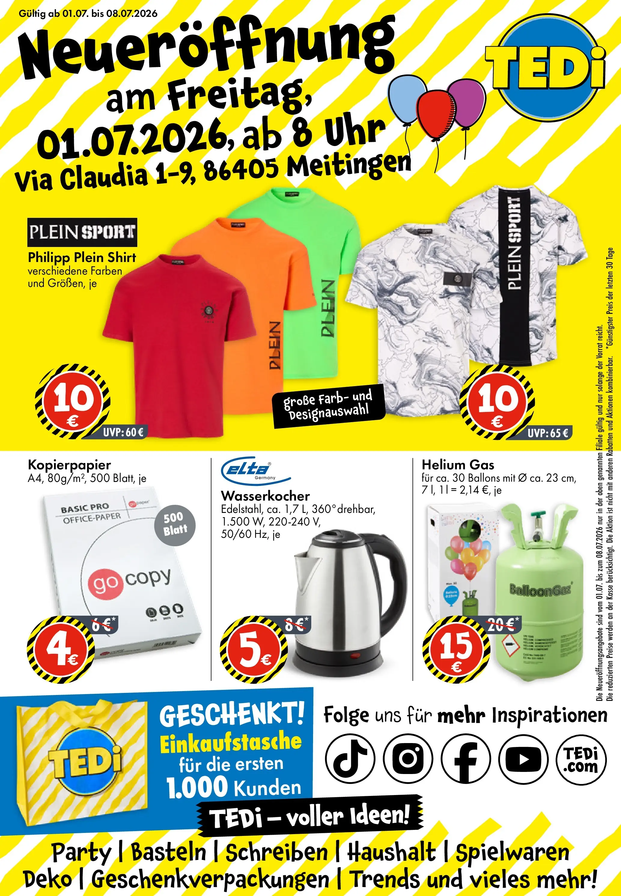TEDi - TEDi Neueröffnung Meitingen (ab 26.06.2026) zum Blättern | Seite: 1 | Produkte: Shirt, Wasserkocher, Uhr