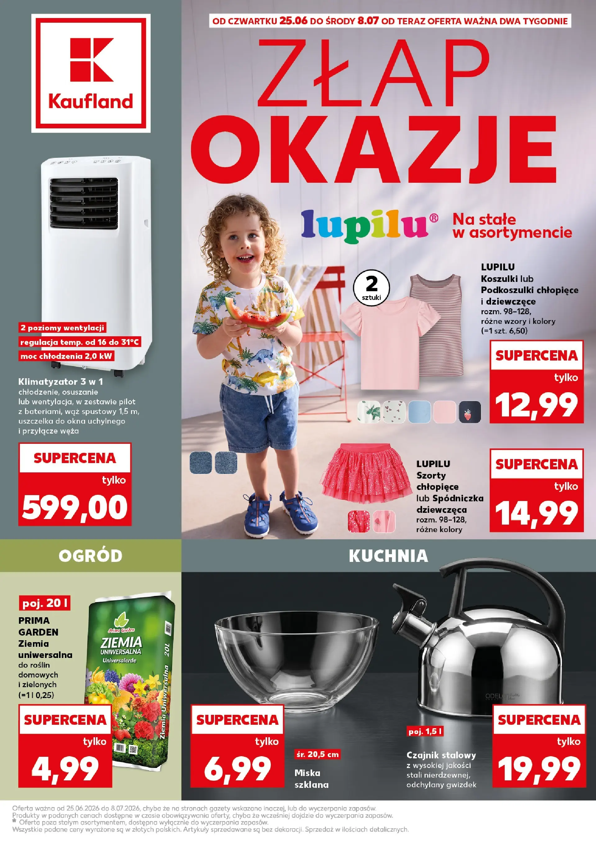 Kaufland gazetka - Złap Okazje od 25.06.2026 - od jutra PDF | Strona: 1 | Produkty: Szorty, Ziemia uniwersalna, Ziemia, Klimatyzator