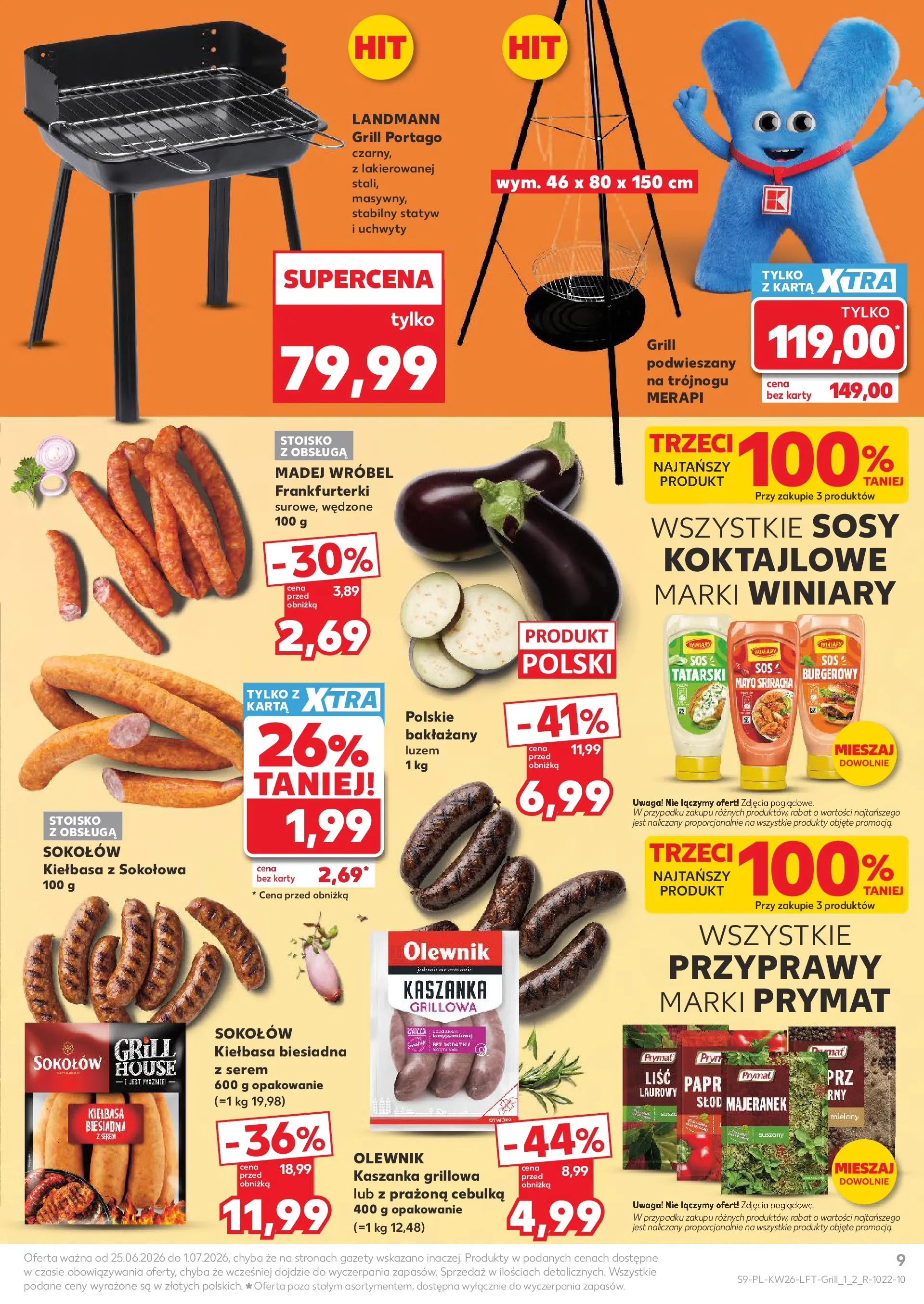 Kaufland gazetka od 25.06.2026 - od jutra PDF | Strona: 9 | Produkty: Kiełbasa, Grill, Frankfurterki, Przyprawy