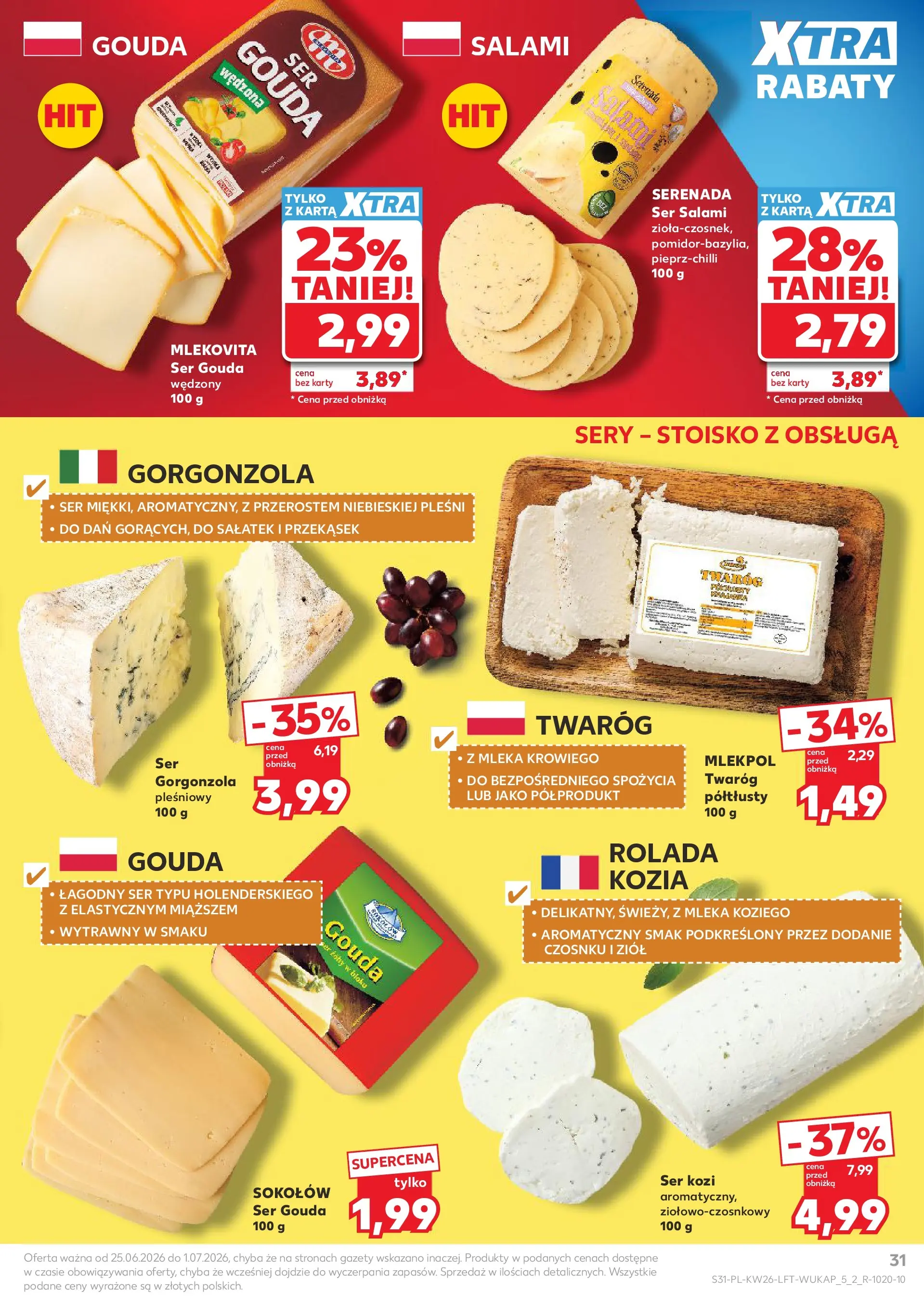 Kaufland gazetka od 25.06.2026 - od jutra PDF | Strona: 31 | Produkty: Twaróg półtłusty, Mleka, Sery, Salami
