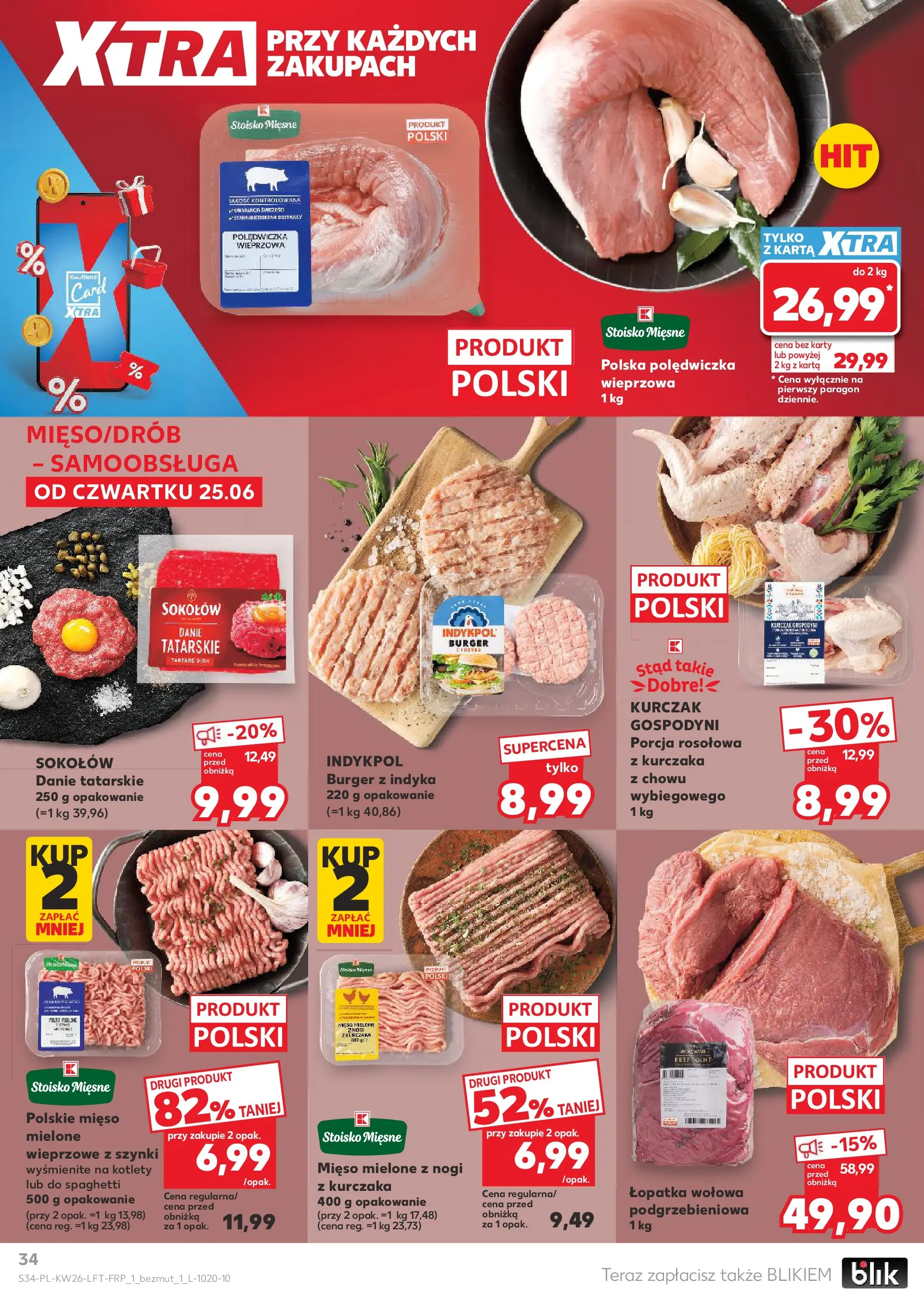 Kaufland gazetka od 25.06.2026 - od jutra PDF | Strona: 34 | Produkty: Karta, Kurczak, Mięso mielone, Kotlety