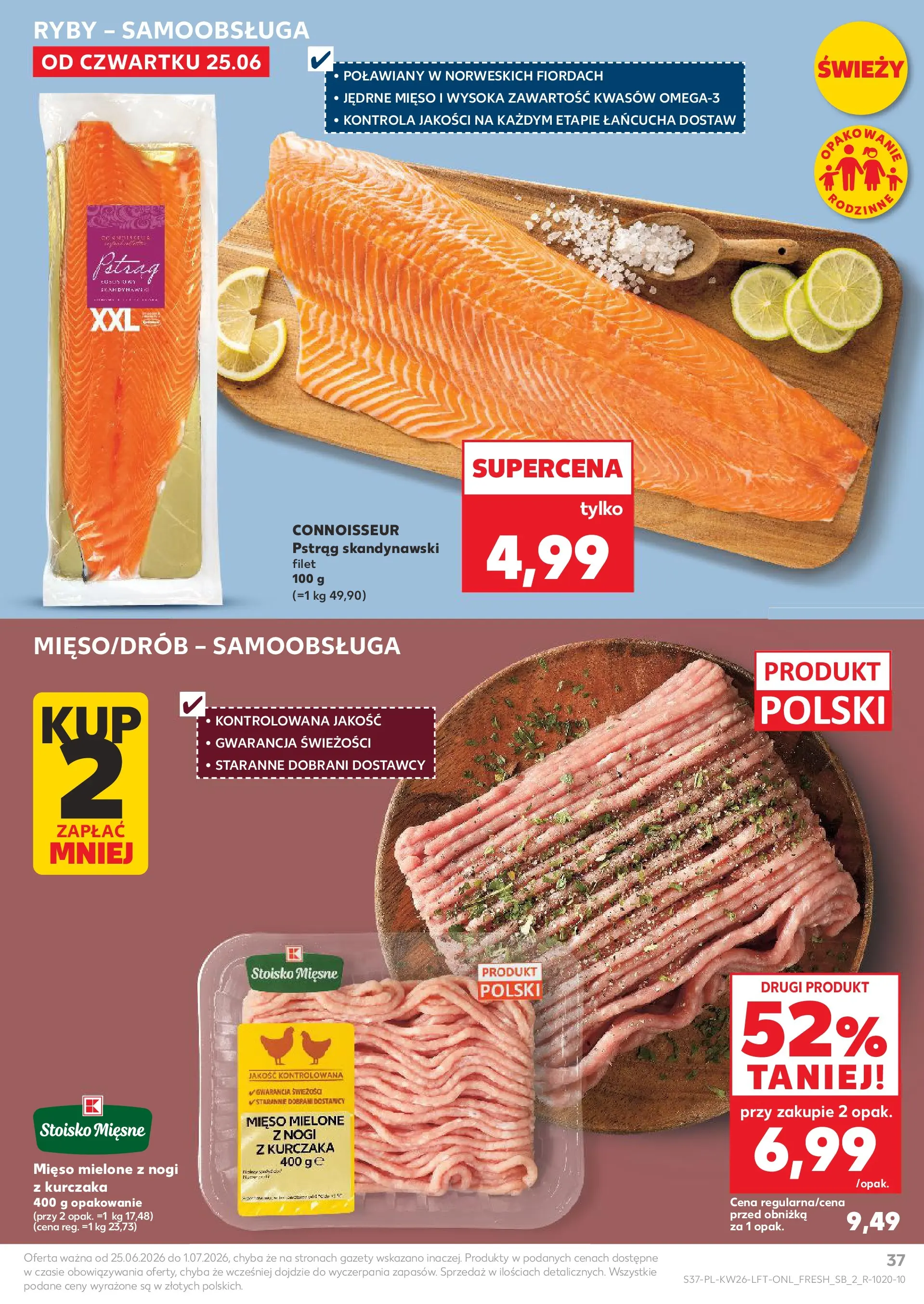 Kaufland gazetka od 25.06.2026 - od jutra PDF | Strona: 37 | Produkty: Mięso, Mięso mielone, Pstrąg, Ryby