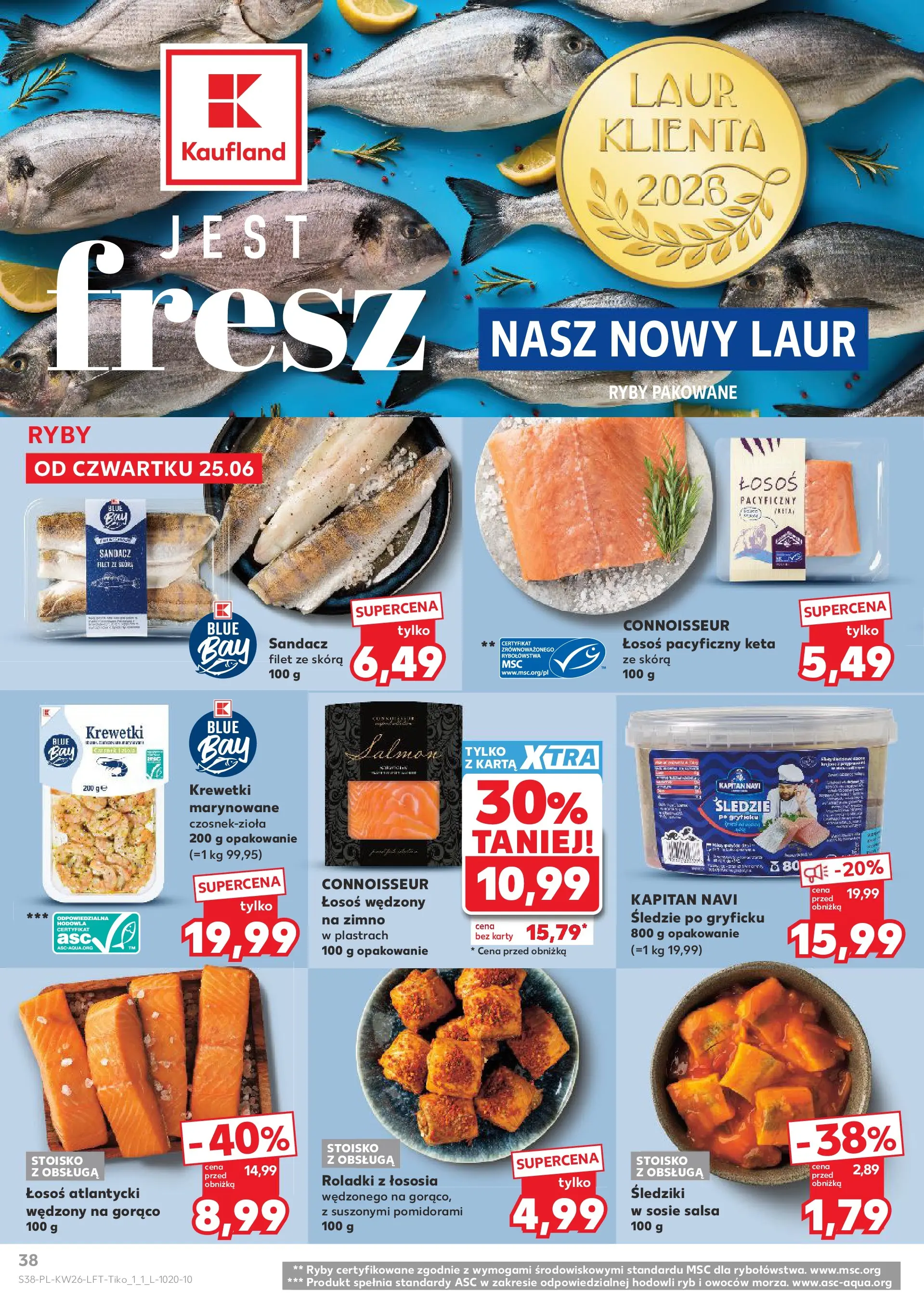 Kaufland gazetka od 25.06.2026 - od jutra PDF | Strona: 38 | Produkty: Karta, Sandacz, Łosoś, Ryby
