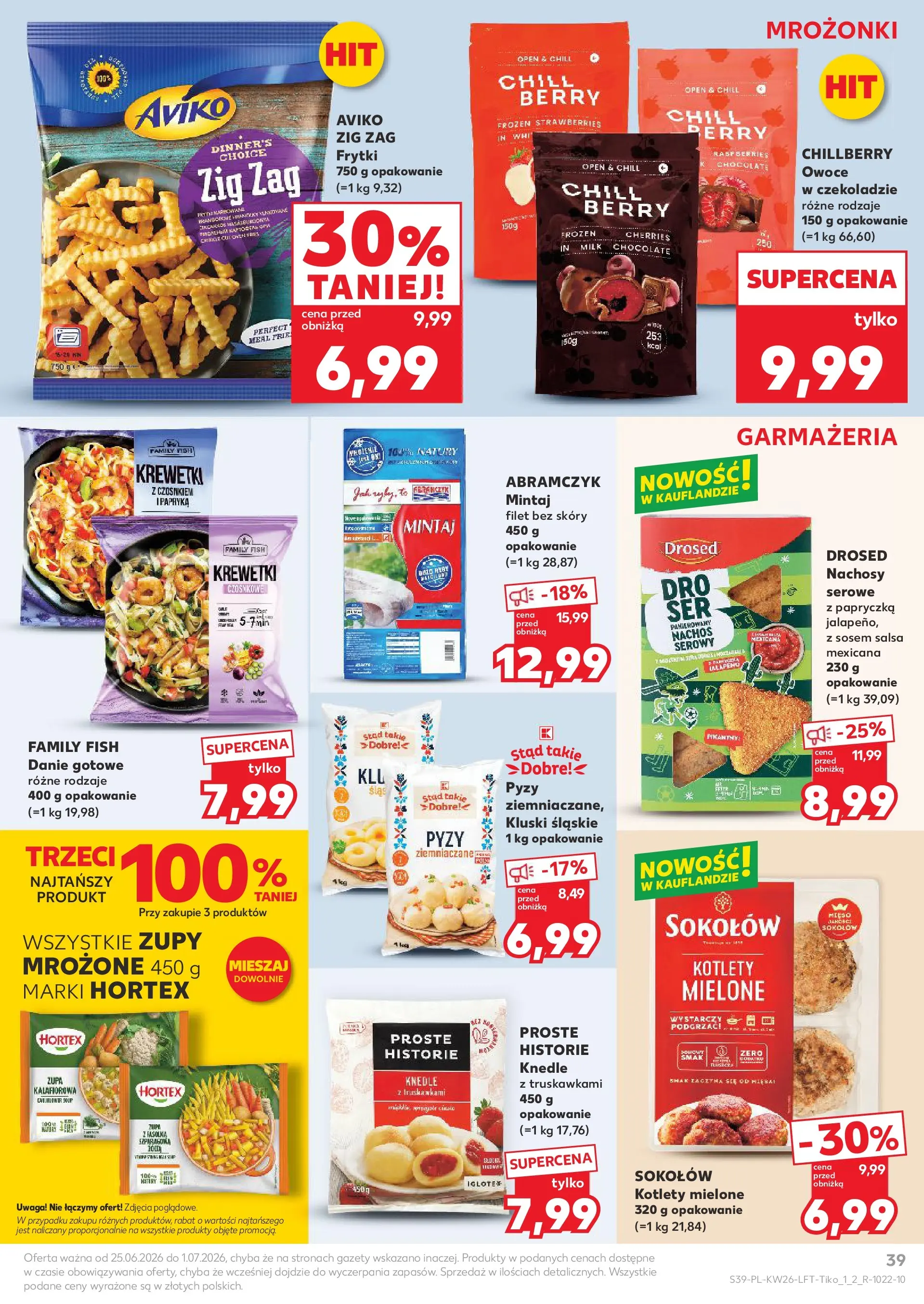 Kaufland gazetka od 25.06.2026 - od jutra PDF | Strona: 39 | Produkty: Krewetki, Zupa, Frytki, Owoce