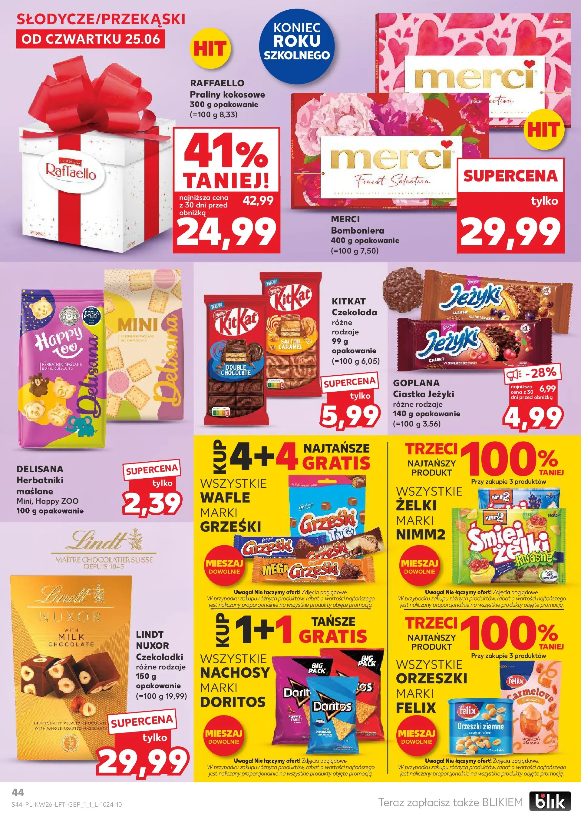 Kaufland gazetka od 25.06.2026 - od jutra PDF | Strona: 44 | Produkty: Wafle, Nachos, Doritos, Czekolada