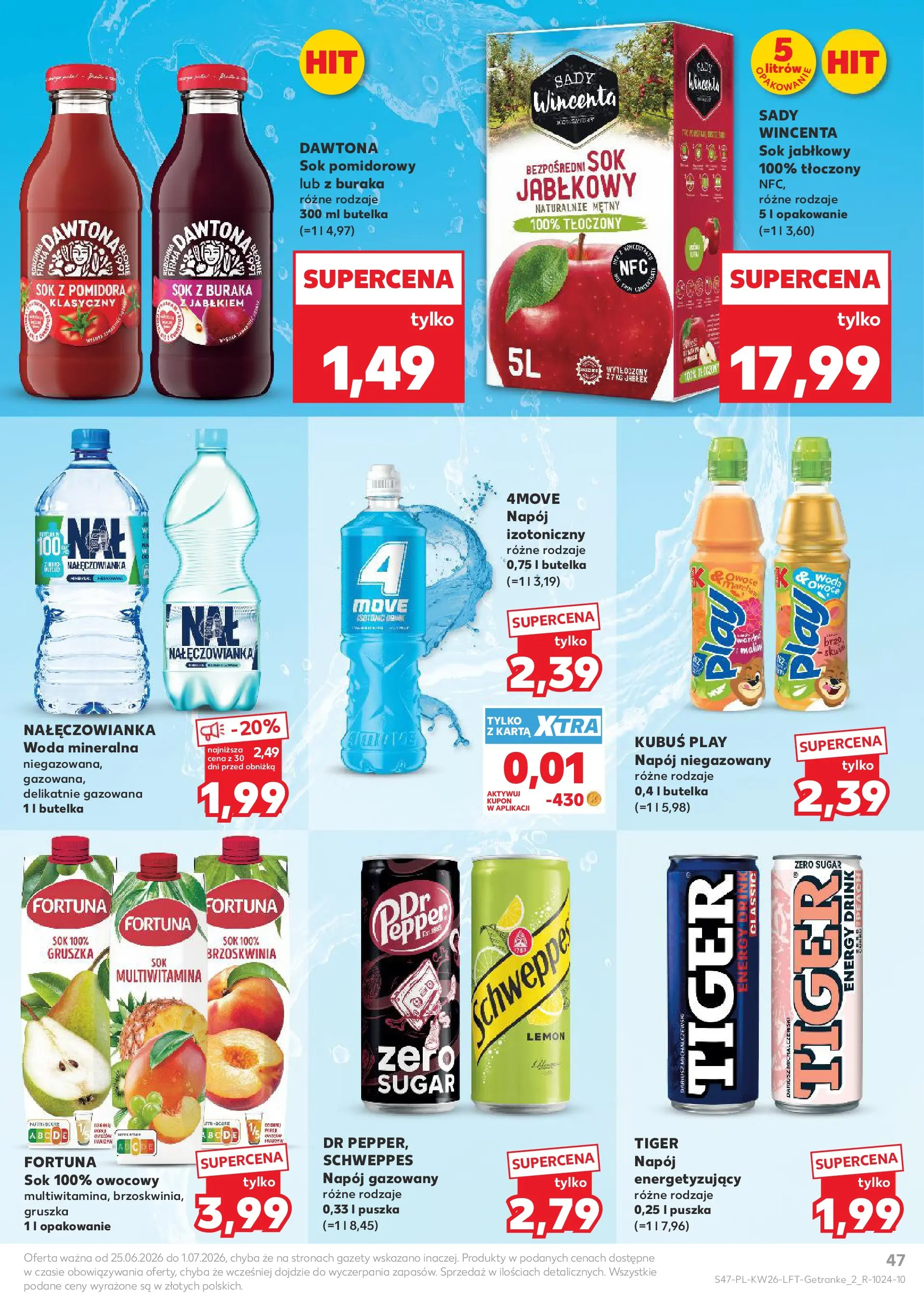 Kaufland gazetka od 25.06.2026 - od jutra PDF | Strona: 47 | Produkty: Gruszka, Woda mineralna Nałęczowianka, Sok jabłkowy, Woda