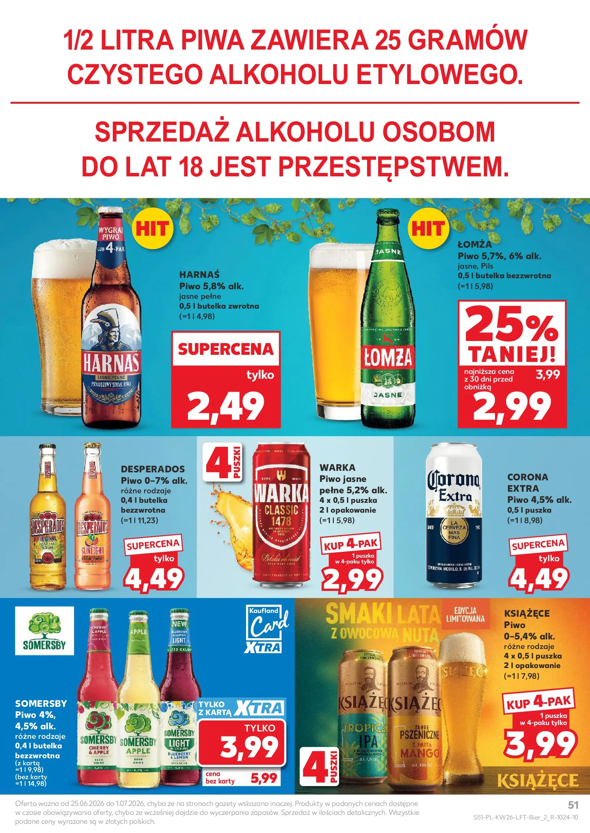 Kaufland gazetka od 25.06.2026 - od jutra PDF | Strona: 51 | Produkty: Mango, Piwo Somersby, Warka, Somersby
