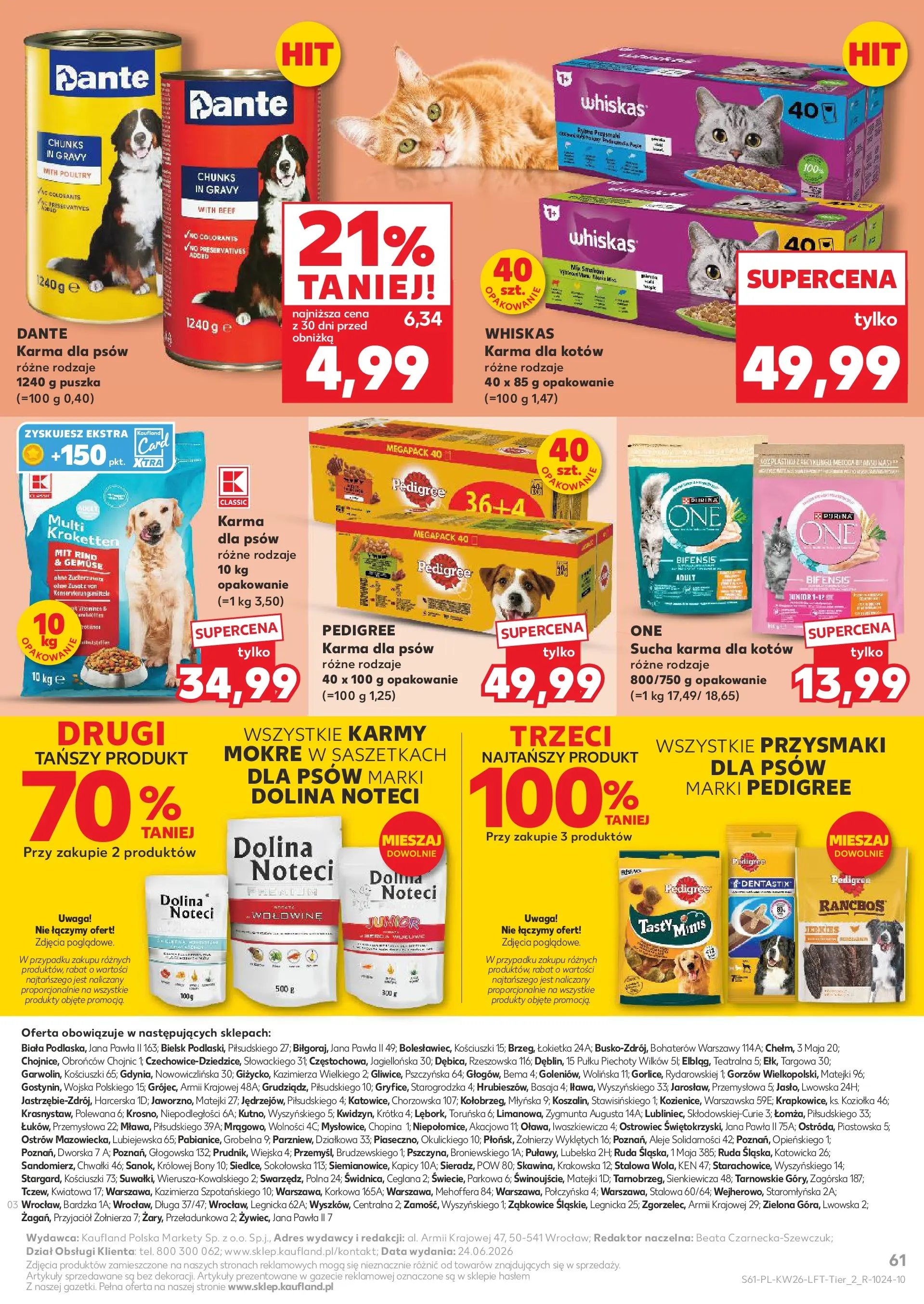 Kaufland gazetka od 25.06.2026 - od jutra PDF | Strona: 61 | Produkty: Pedigree, Karma dla kotów, Wołowina, Karma dla psów