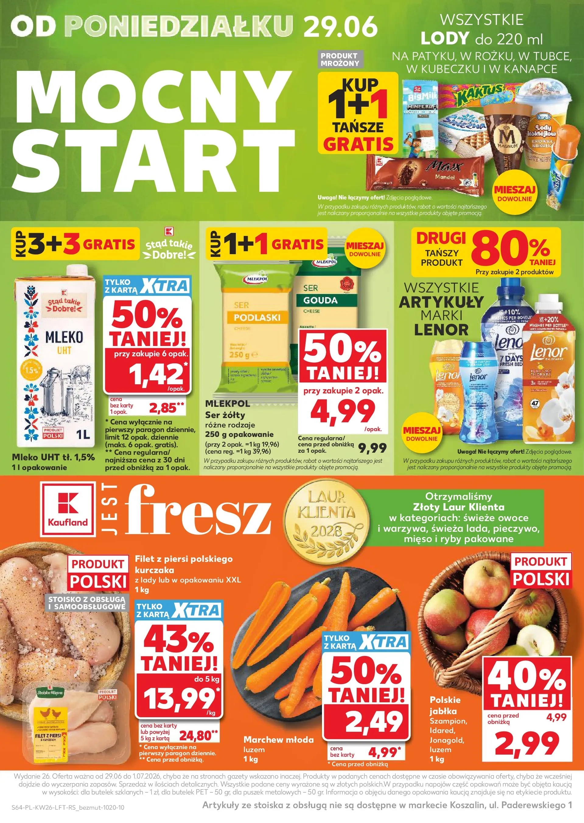 Kaufland gazetka od 25.06.2026 - od jutra PDF | Strona: 64 | Produkty: Karta, Mleko, Ser, Jabłka