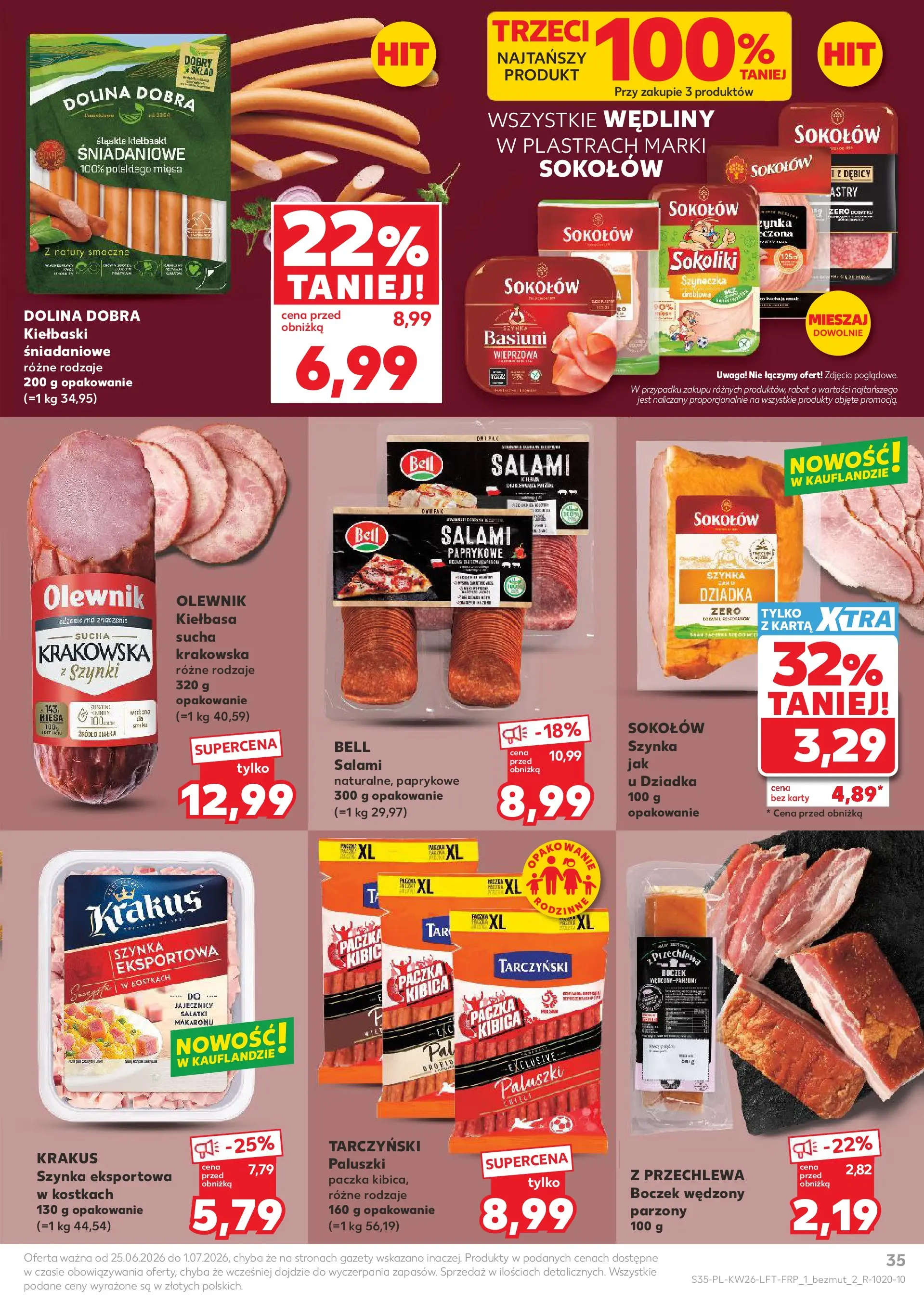 Kaufland gazetka od 25.06.2026 - od jutra PDF | Strona: 35 | Produkty: Boczek wędzony parzony, Szynka, Boczek, Salami