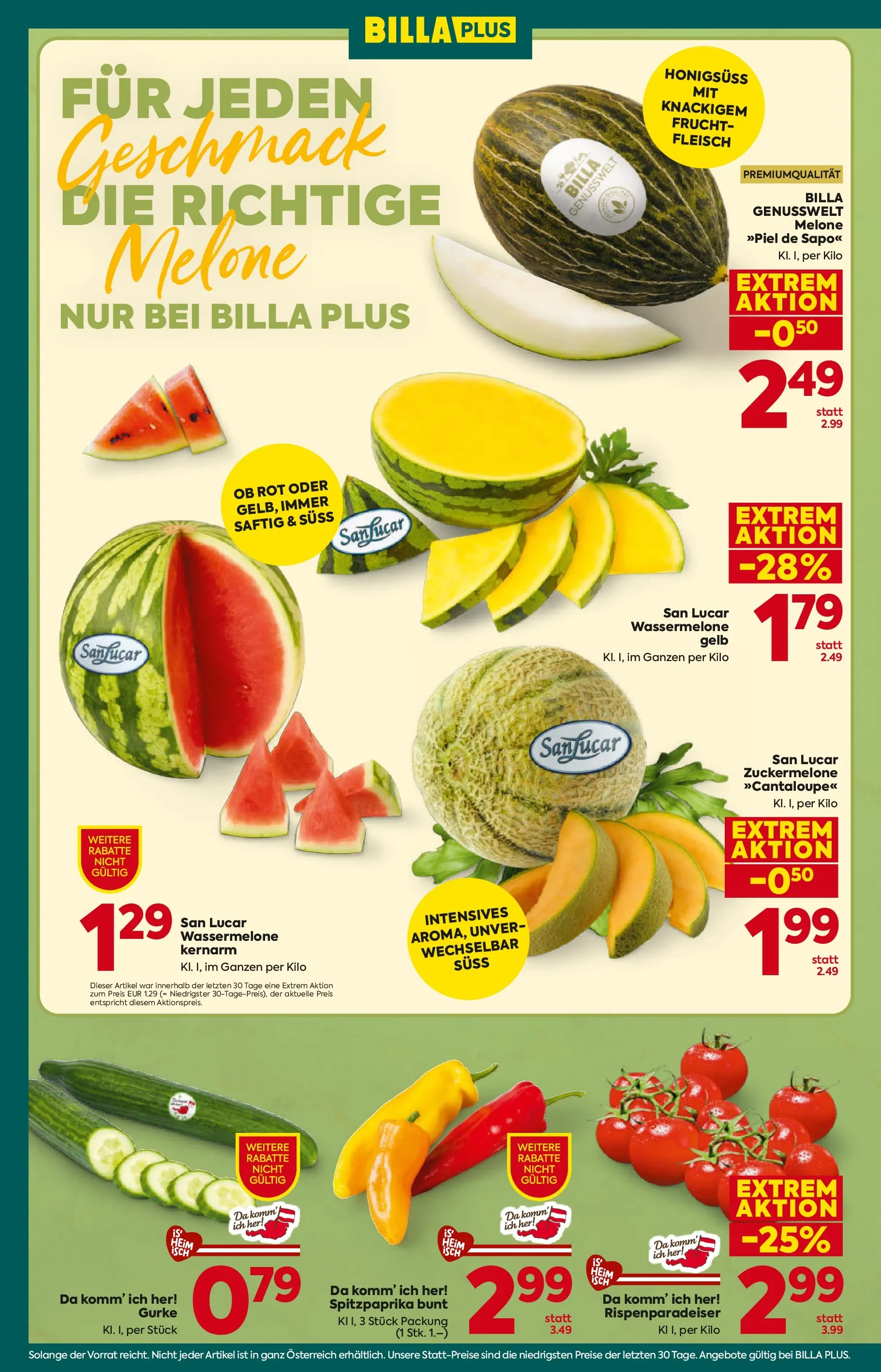 Billa Plus - BILLA PLUS: Flugblatt Steiermark von 24.06.2026 - Aktuelle Angebote | Seite: 8 | Produkte: Wassermelone, Melone