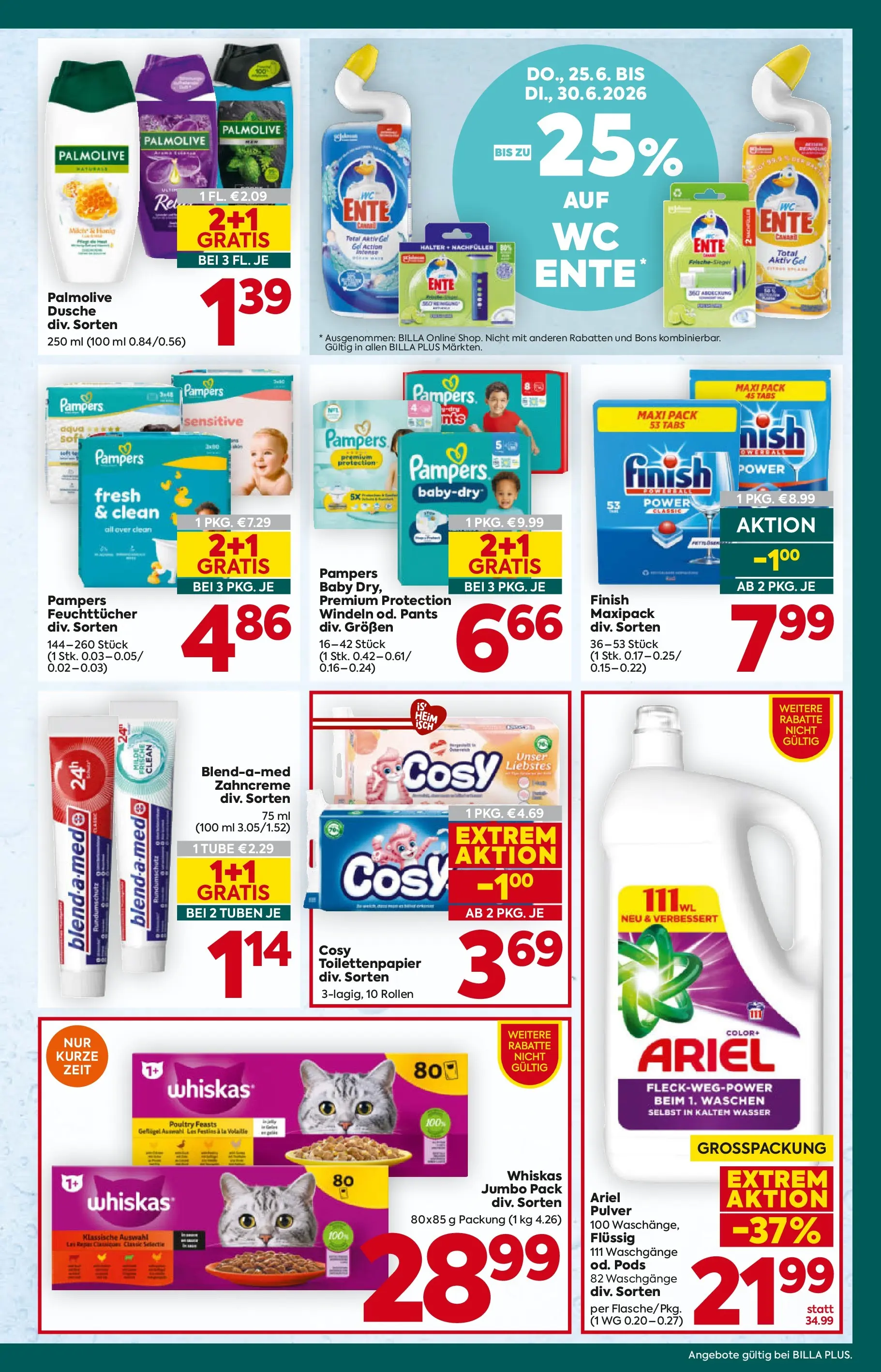 Billa Plus - BILLA PLUS: Flugblatt Steiermark von 24.06.2026 - Aktuelle Angebote | Seite: 15 | Produkte: Wasser, Dusche, Pampers