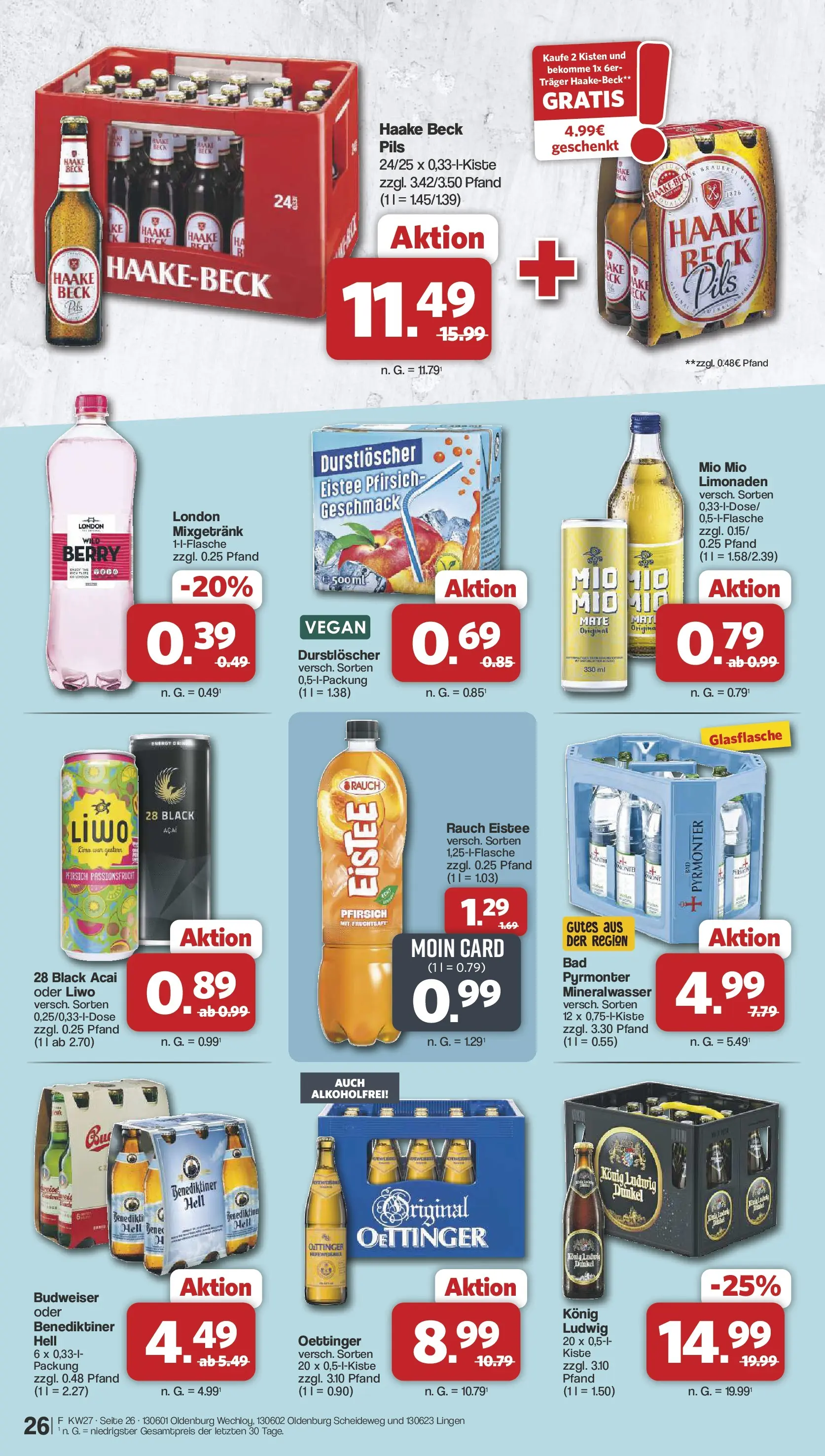 Famila Nordwest - Famila: Wochenangebote (ab 28.06.2026) zum Blättern | Seite: 26 | Produkte: Durstloscher, Oettinger, Budweiser, Fruchtsaft