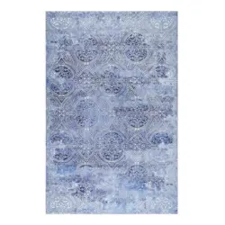 Webteppich Grace Blau/Silberfarben 190x290 cm