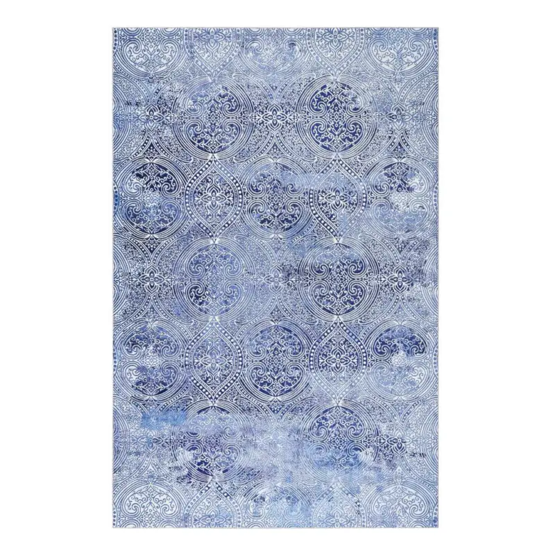 Webteppich Grace Blau/Silberfarben 190x290 cm