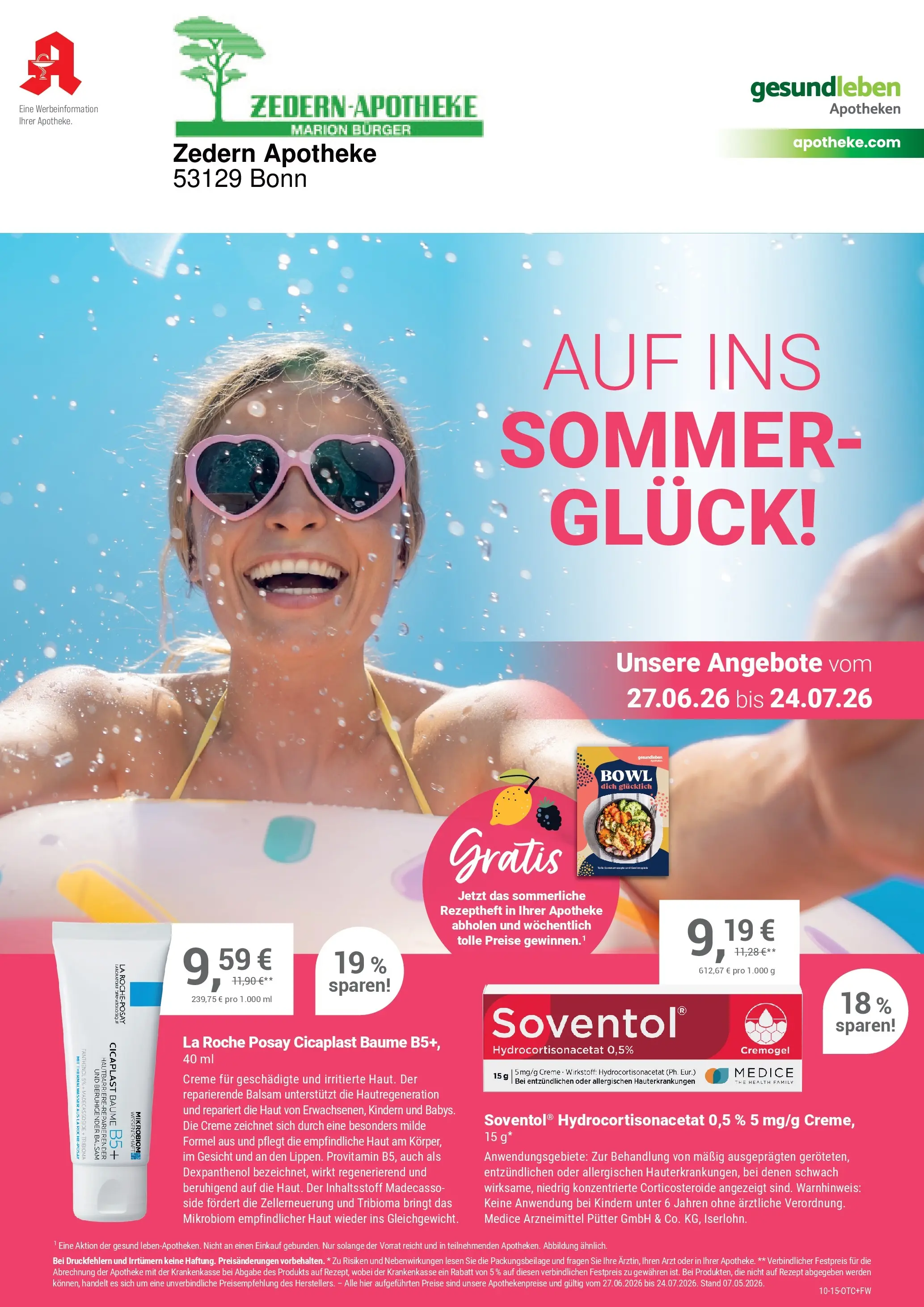 Angebote - Ihre Apotheke vor Ort: Jetzt alle Angebote auch online entdecken! (ab 26.06.2026) zum Blättern | Seite: 1 | Produkte: Burger, Creme