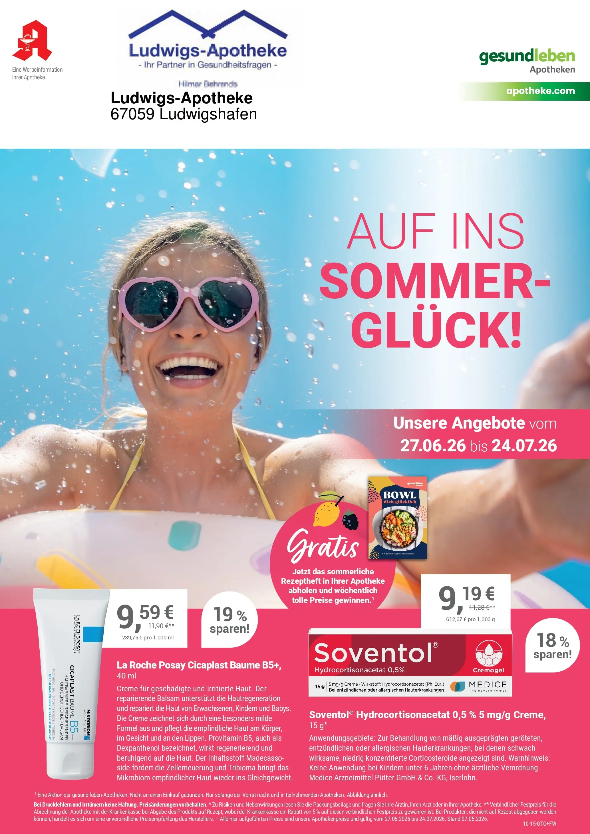 Angebote - Ihre Apotheke vor Ort: Jetzt alle Angebote auch online entdecken! (ab 26.06.2026) zum Blättern | Seite: 1 | Produkte: Creme, Wasser