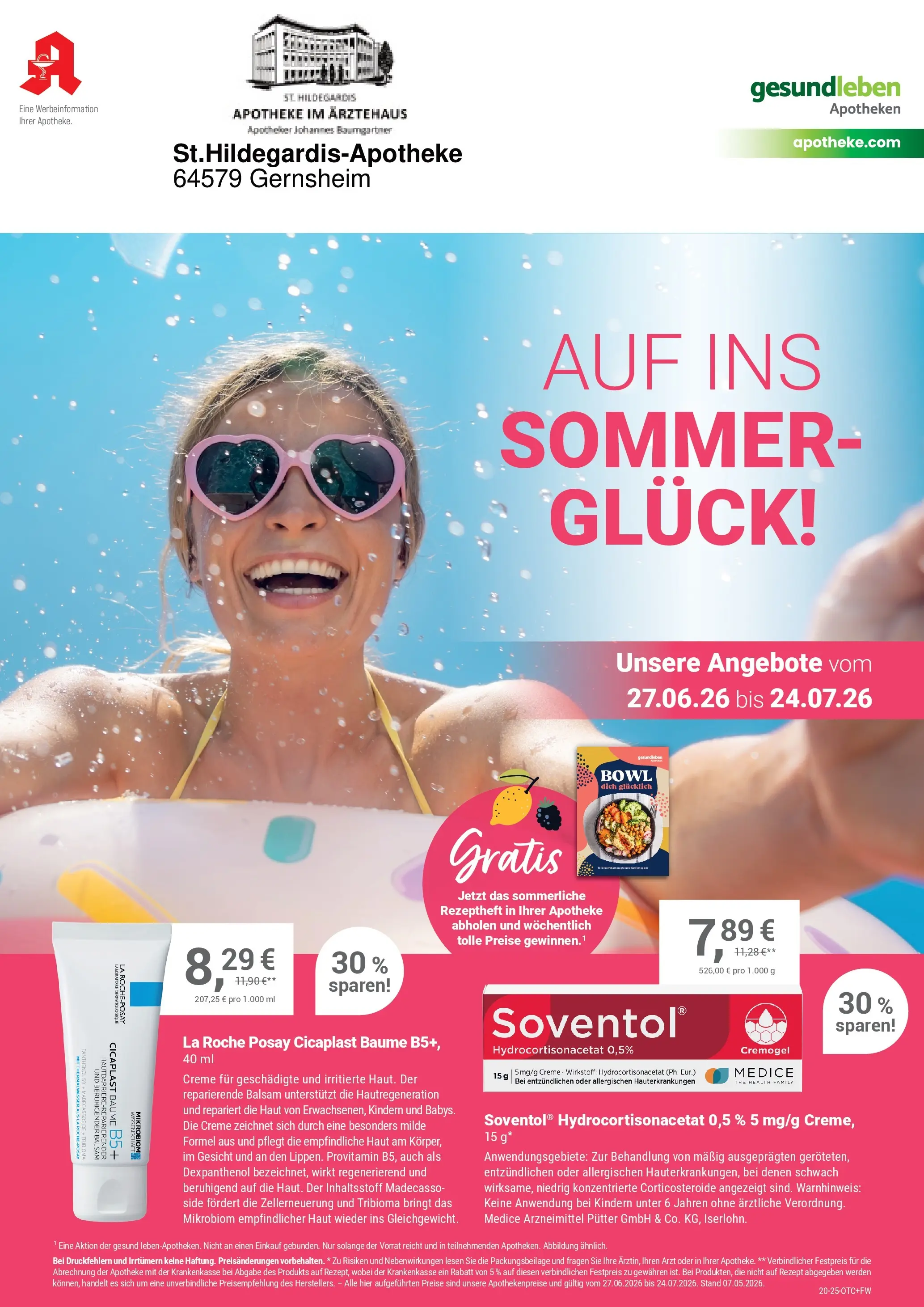 Angebote - Ihre Apotheke vor Ort: Jetzt alle Angebote auch online entdecken! (ab 26.06.2026) zum Blättern | Seite: 1 | Produkte: Creme, Wasser