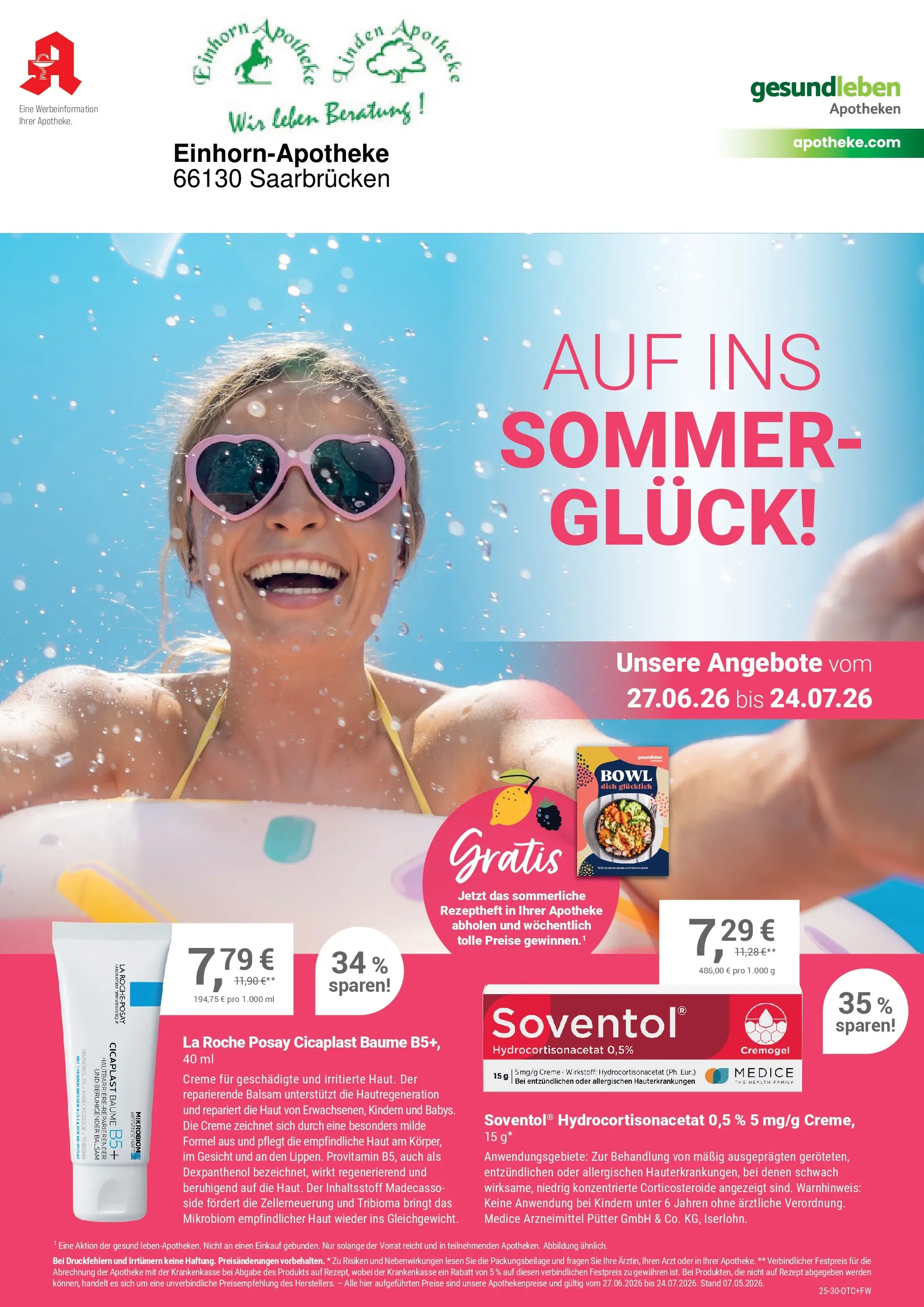 Angebote - Ihre Apotheke vor Ort: Jetzt alle Angebote auch online entdecken! (ab 26.06.2026) zum Blättern | Seite: 1 | Produkte: Creme, Wasser