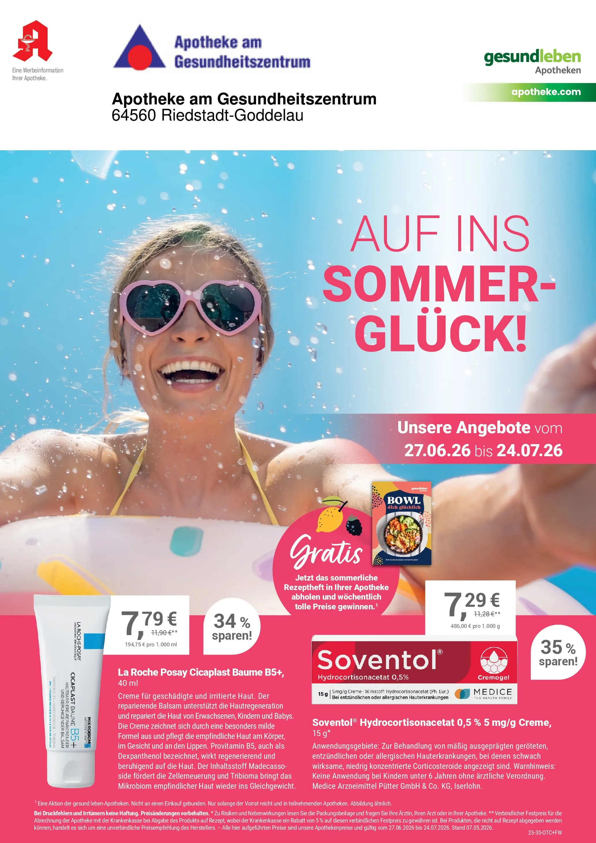 Angebote - Ihre Apotheke vor Ort: Jetzt alle Angebote auch online entdecken! (ab 26.06.2026) zum Blättern | Seite: 1 | Produkte: Creme, Wasser