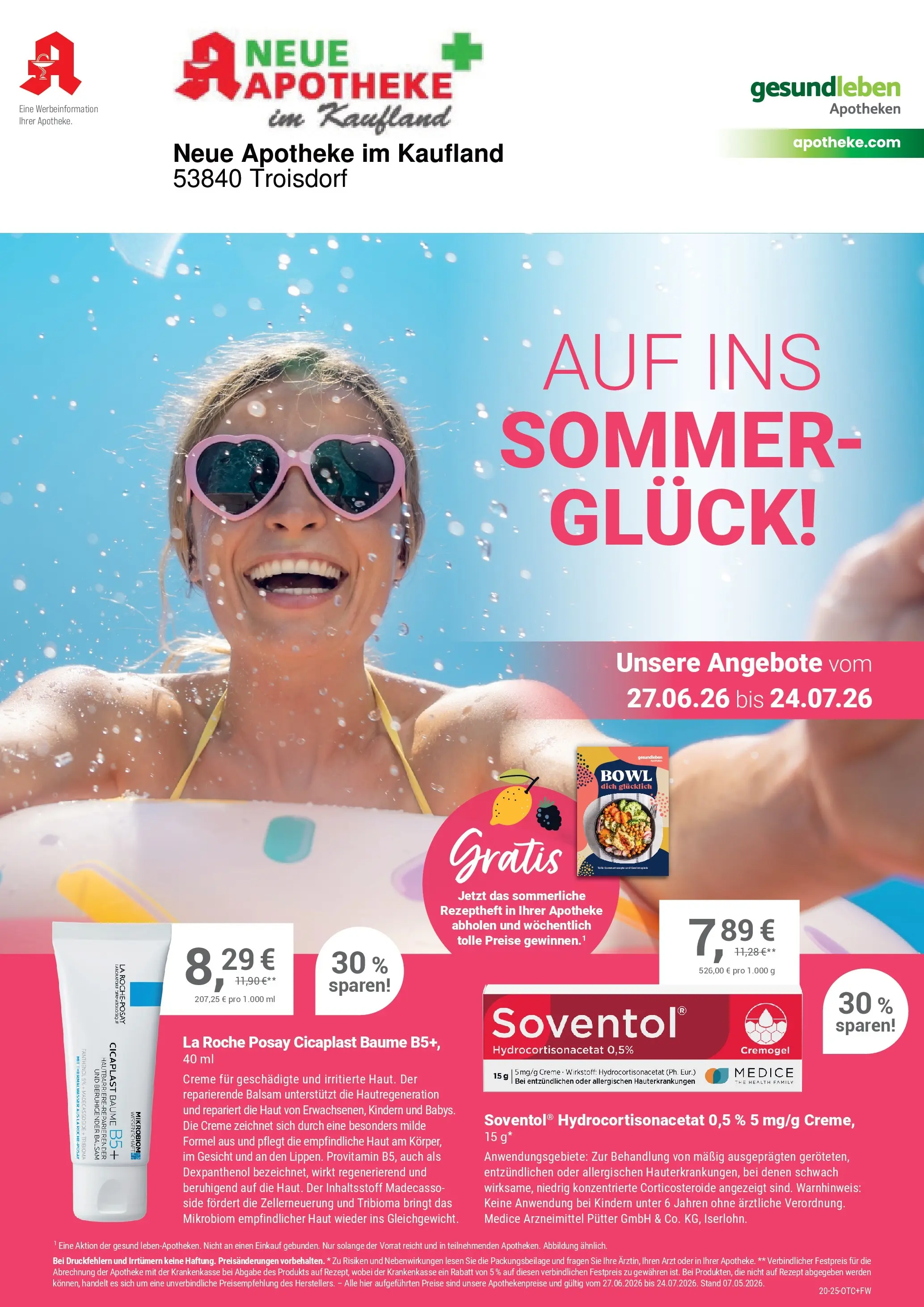 Angebote - Ihre Apotheke vor Ort: Jetzt alle Angebote auch online entdecken! (ab 26.06.2026) zum Blättern | Seite: 1 | Produkte: Creme, Wasser