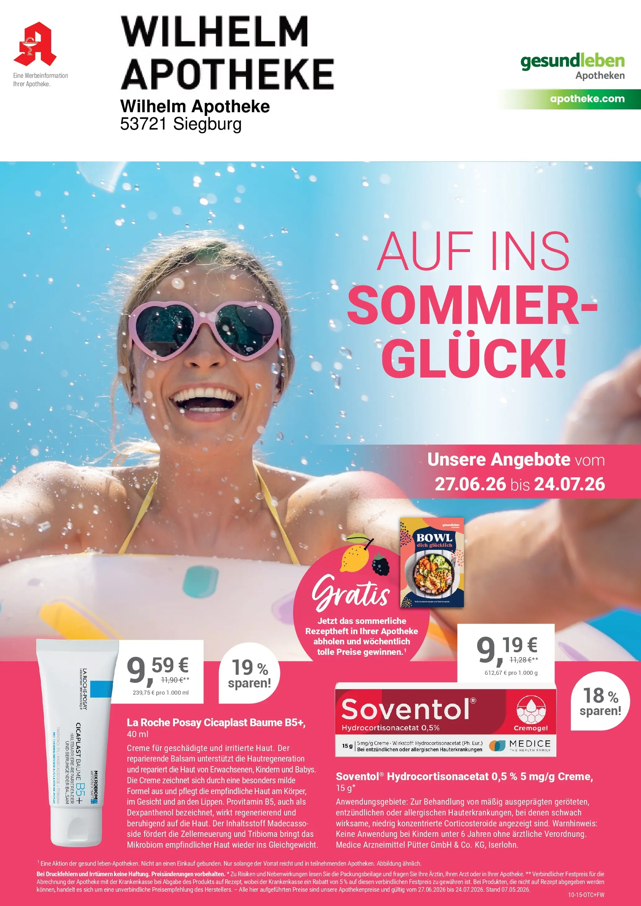 Angebote - Ihre Apotheke vor Ort: Jetzt alle Angebote auch online entdecken! (ab 26.06.2026) zum Blättern | Seite: 1 | Produkte: Creme, Wasser