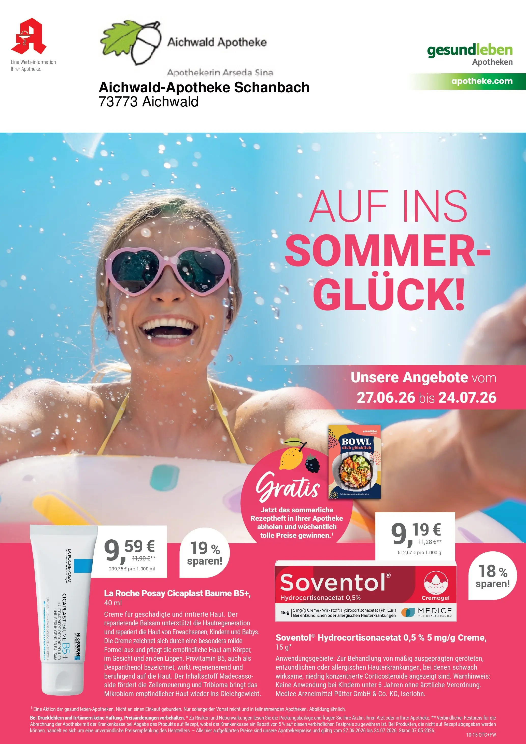 Angebote - Ihre Apotheke vor Ort: Jetzt alle Angebote auch online entdecken! (ab 26.06.2026) zum Blättern | Seite: 1 | Produkte: Creme, Wasser