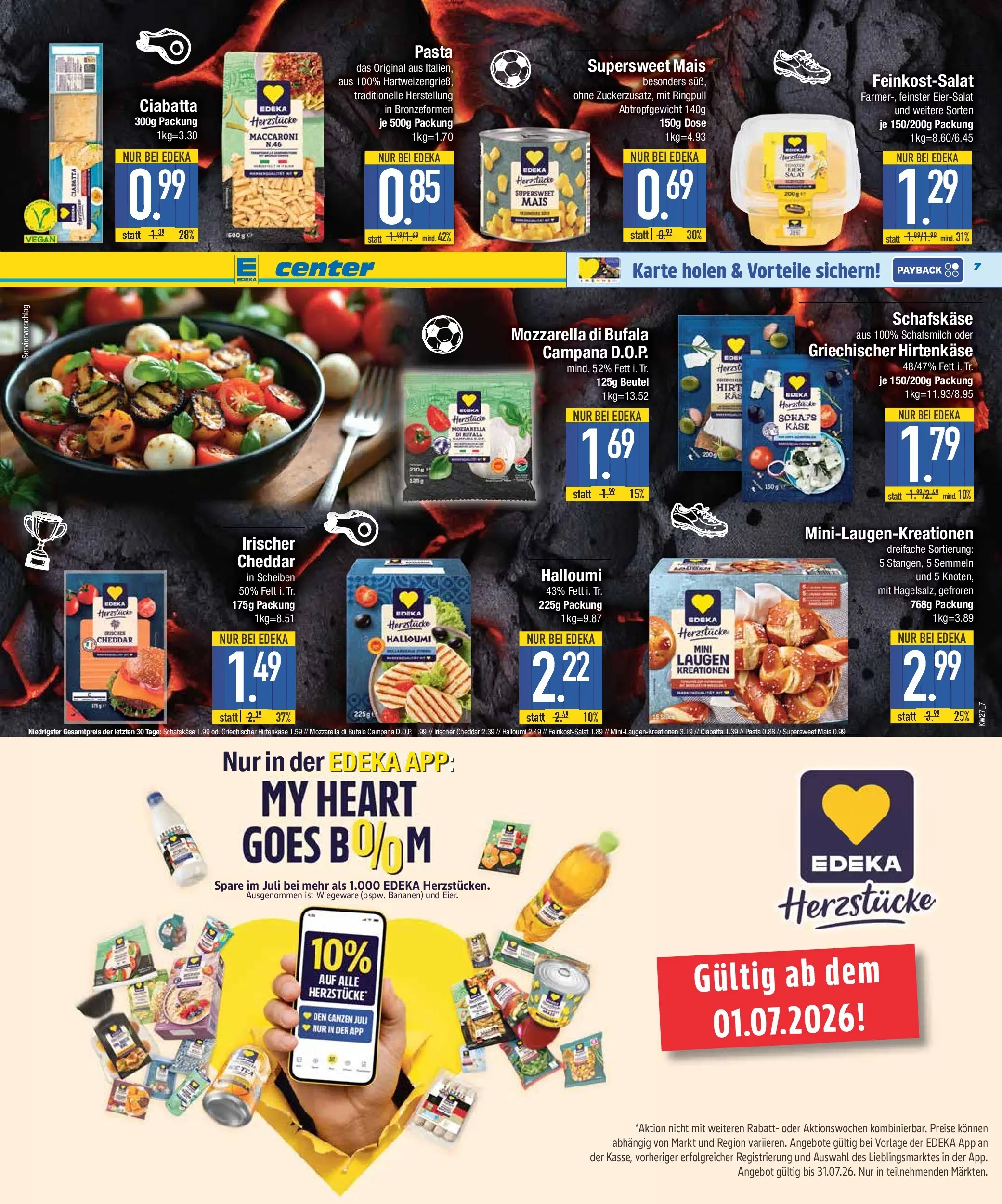Edeka - EDEKA: Wochenangebote (ab 28.06.2026) » Angebote Online | Seite: 7 | Produkte: Käse, Mozzarella, Pasta, Salat