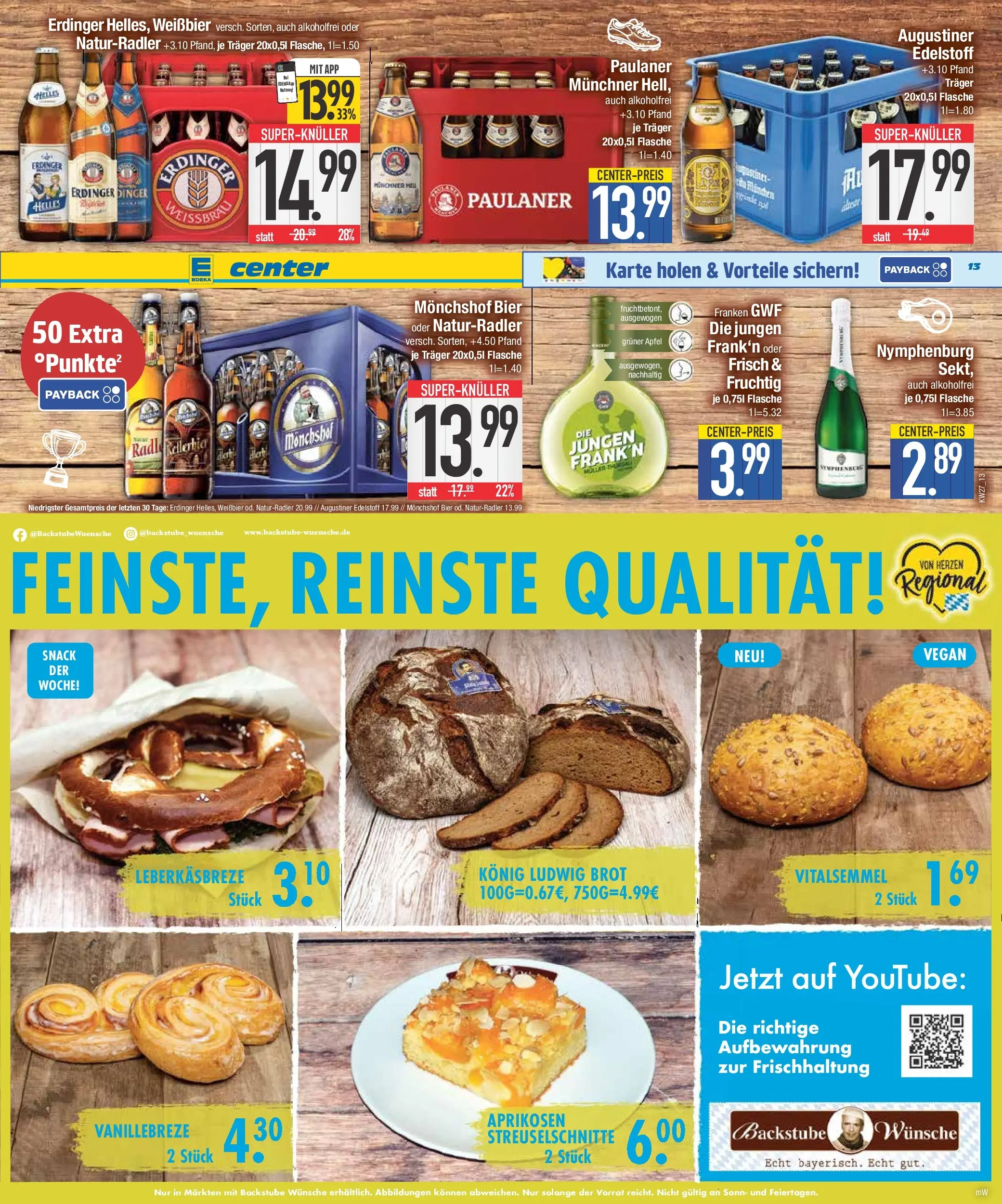 Edeka - EDEKA: Wochenangebote (ab 28.06.2026) » Angebote Online | Seite: 13 | Produkte: Weißbier, Sekt, Brot, Paulaner
