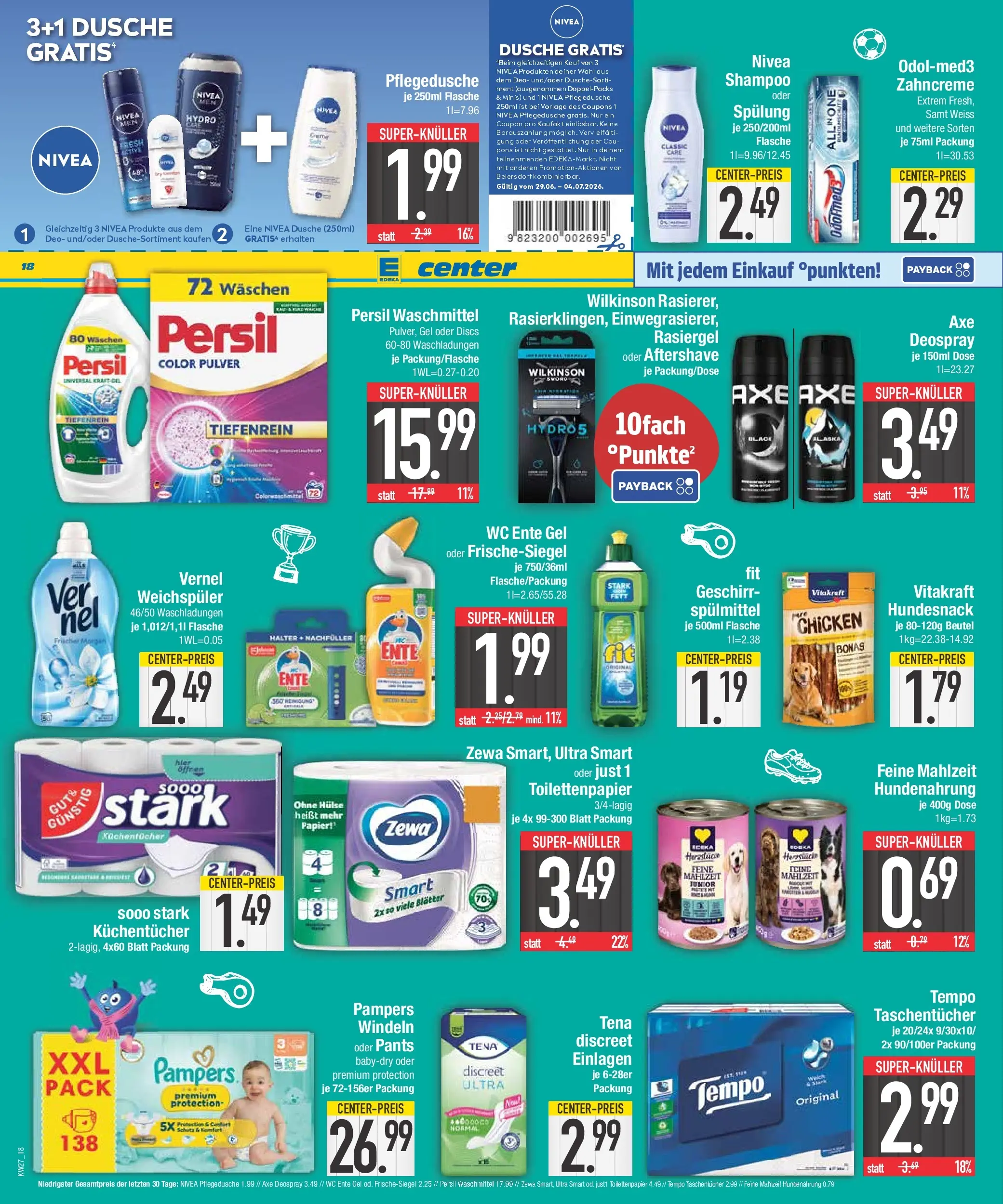 Edeka - EDEKA: Wochenangebote (ab 28.06.2026) » Angebote Online | Seite: 18 | Produkte: Axe, Tempo, Ente, Toilettenpapier