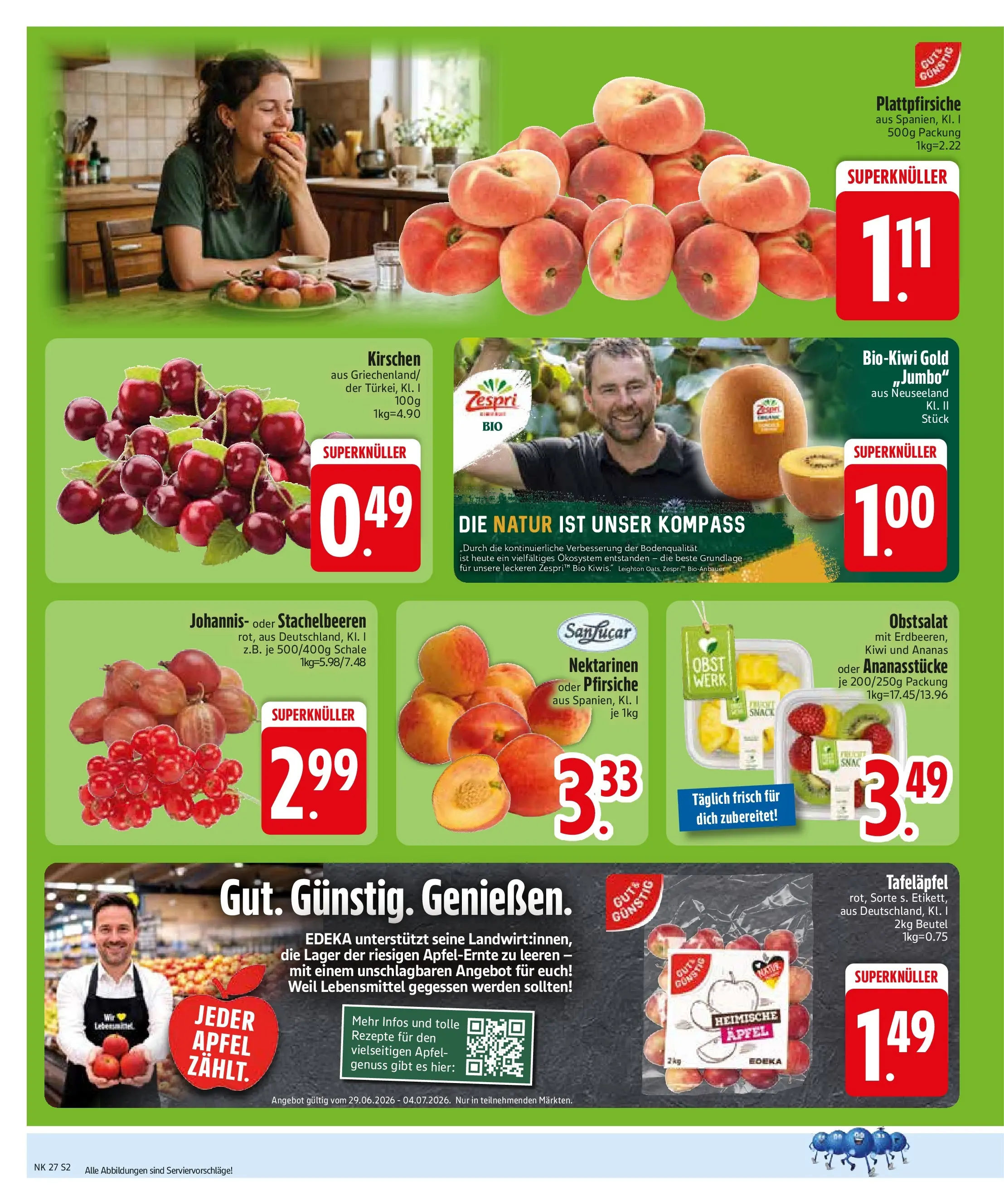 Edeka - EDEKA: Wochenangebote (ab 28.06.2026) » Angebote Online | Seite: 4 | Produkte: Nektarinen, Äpfel, Kirschen, Kiwi