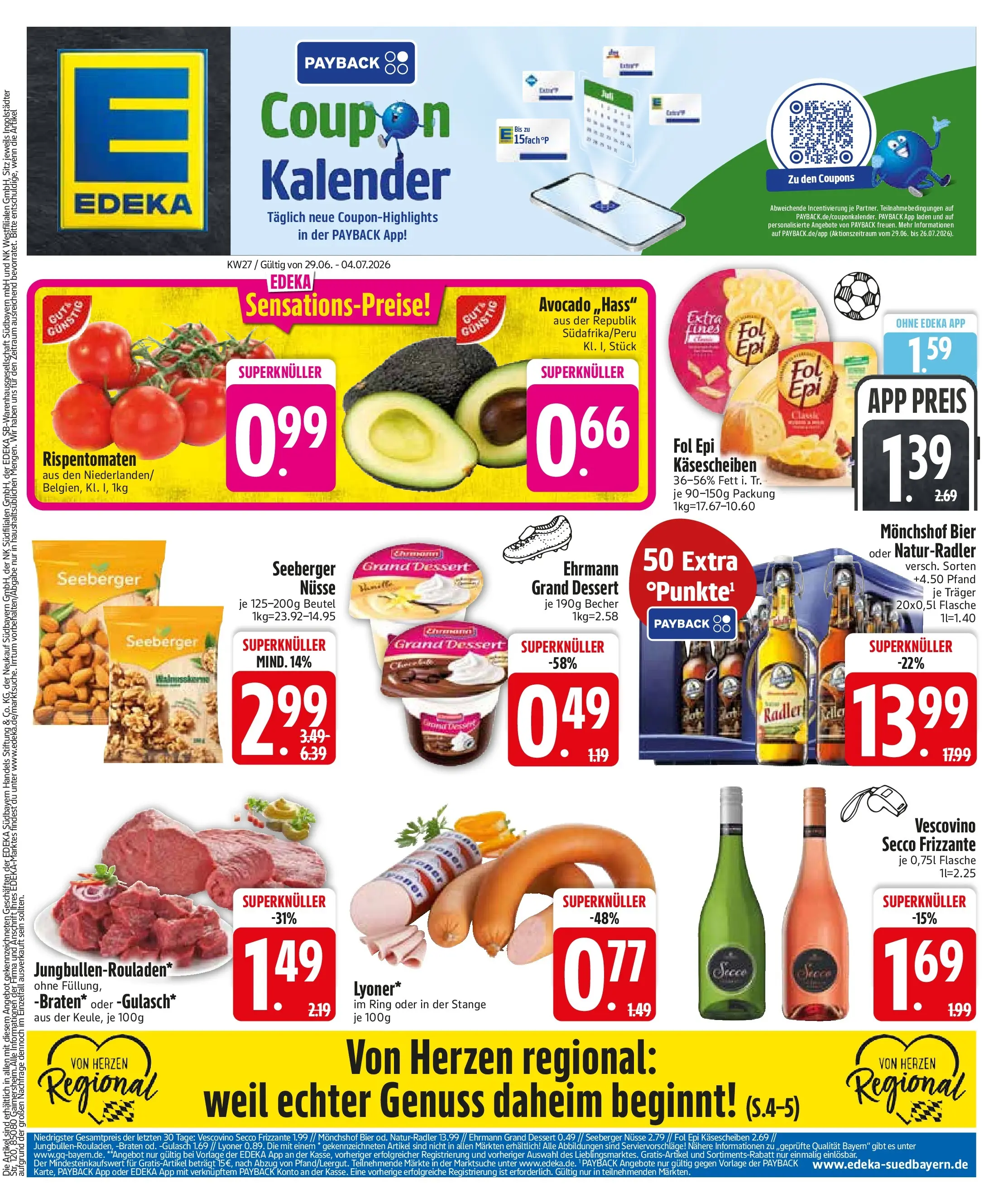 Edeka - EDEKA: Wochenangebote (ab 28.06.2026) » Angebote Online | Seite: 3 | Produkte: Monchshof, Bier, Avocado, Nüsse