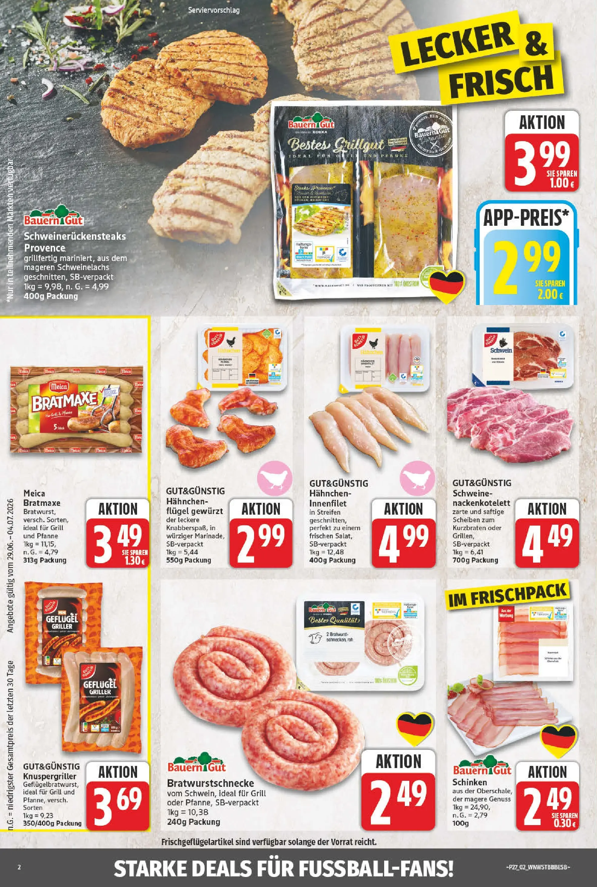 Angebote - Wochenangebote (ab 28.06.2026) zum Blättern | Seite: 2 | Produkte: Hahnchen, Meica, Schinken, Griller