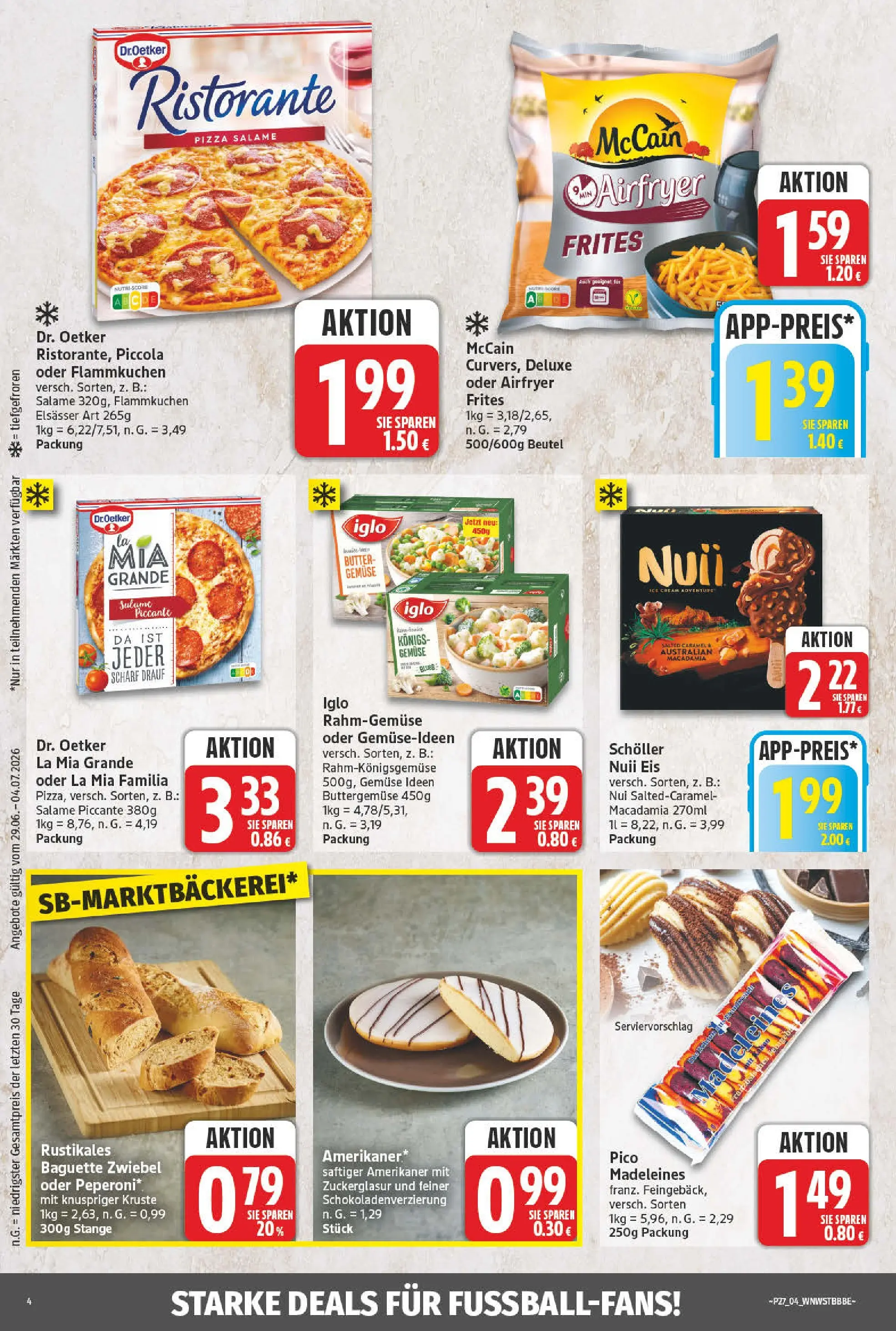 Angebote - Wochenangebote (ab 28.06.2026) zum Blättern | Seite: 4 | Produkte: Iglo, Baguette, Gemüse, Eis