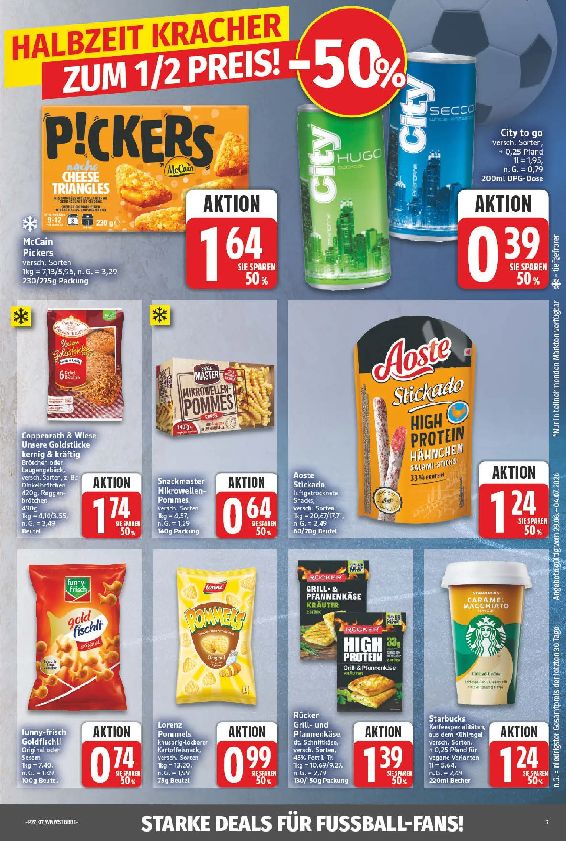 Angebote - Wochenangebote (ab 28.06.2026) zum Blättern | Seite: 7 | Produkte: Hahnchen, Funny frisch, McCain, Hugo