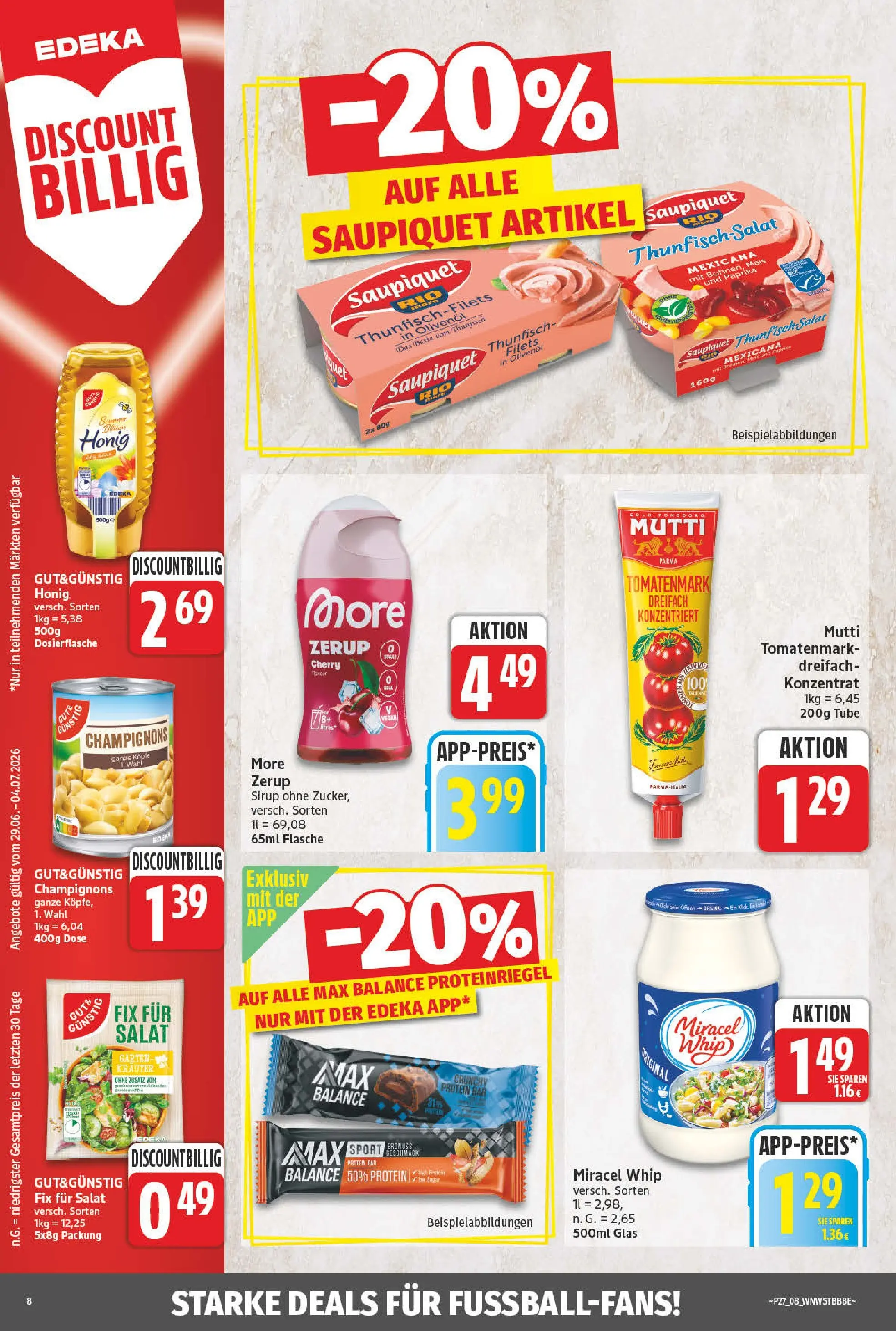 Angebote - Wochenangebote (ab 28.06.2026) zum Blättern | Seite: 8 | Produkte: Thunfisch, Sirup, Miracel whip, Salat