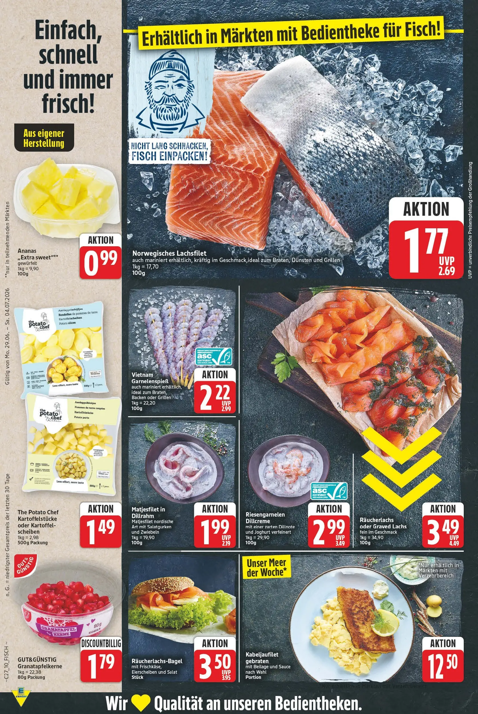 E center - Wochenangebote (ab 28.06.2026) zum Blättern | Seite: 10 | Produkte: Fisch, Räucherlachs, Zwiebeln, Salat
