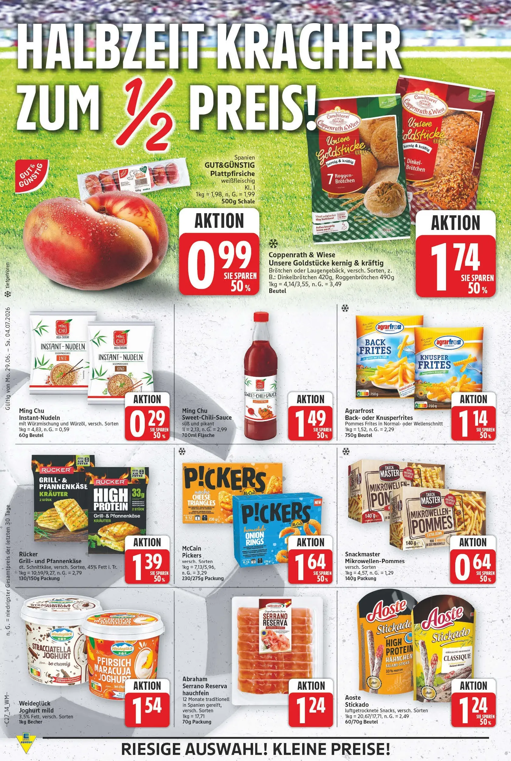 E center - Wochenangebote (ab 28.06.2026) zum Blättern | Seite: 14 | Produkte: Grill, McCain, Pommes frites, Pfirsich